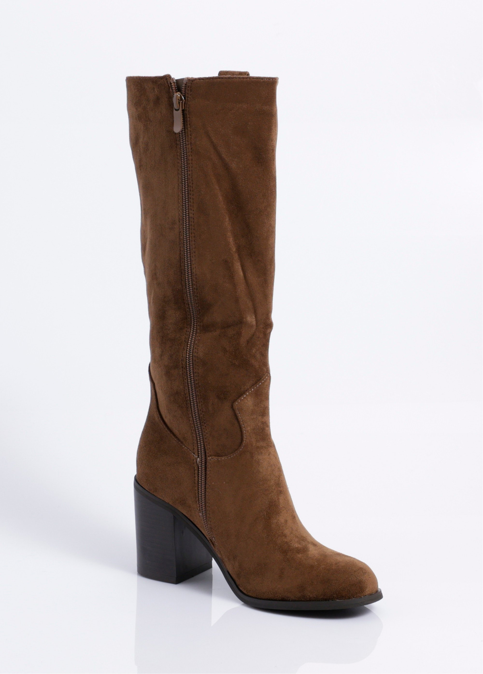 Bottes suédine bout rond thème western Femme Marron COVY2328 DE2