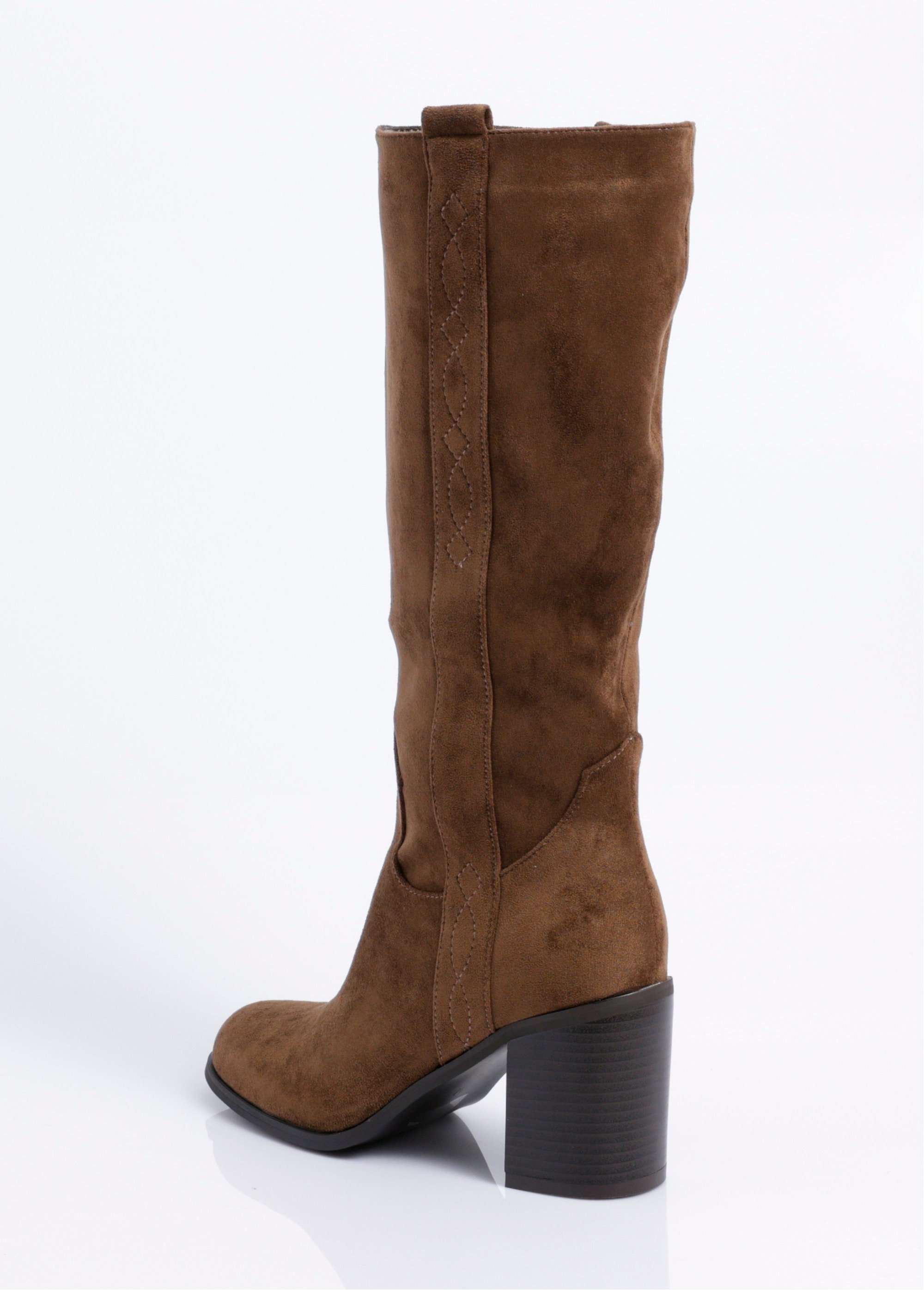 Bottes suédine bout rond thème western Femme Marron COVY2328 DO1