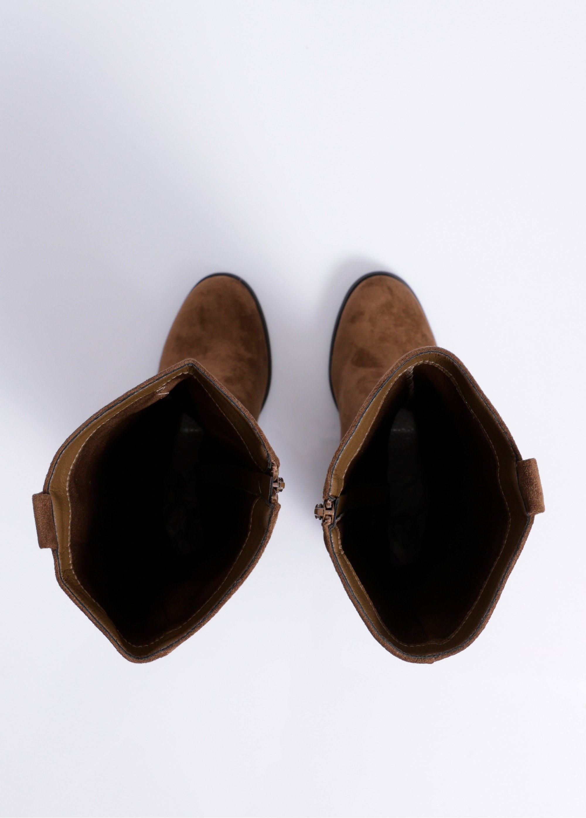 Bottes suédine bout rond thème western Femme Marron COVY2328 OV1