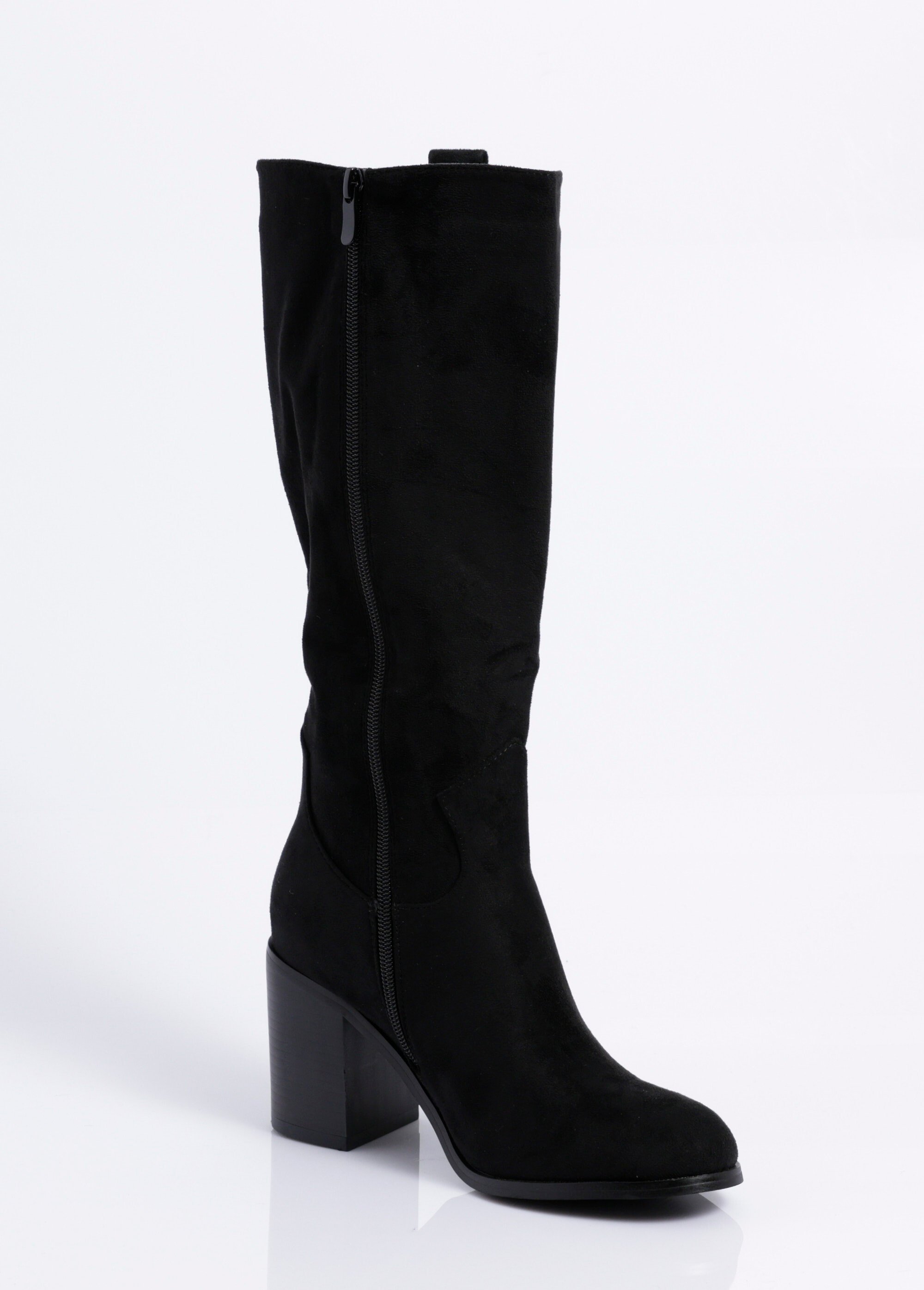 Bottes suédine bout rond thème western Femme Noir COVY2328 DE2