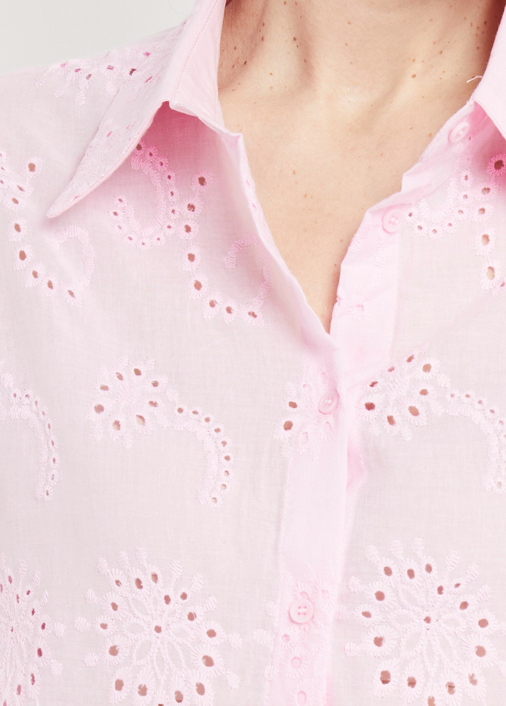 Chemisier coton avec broderie anglaise Femme Rose KA-DD060 DE1