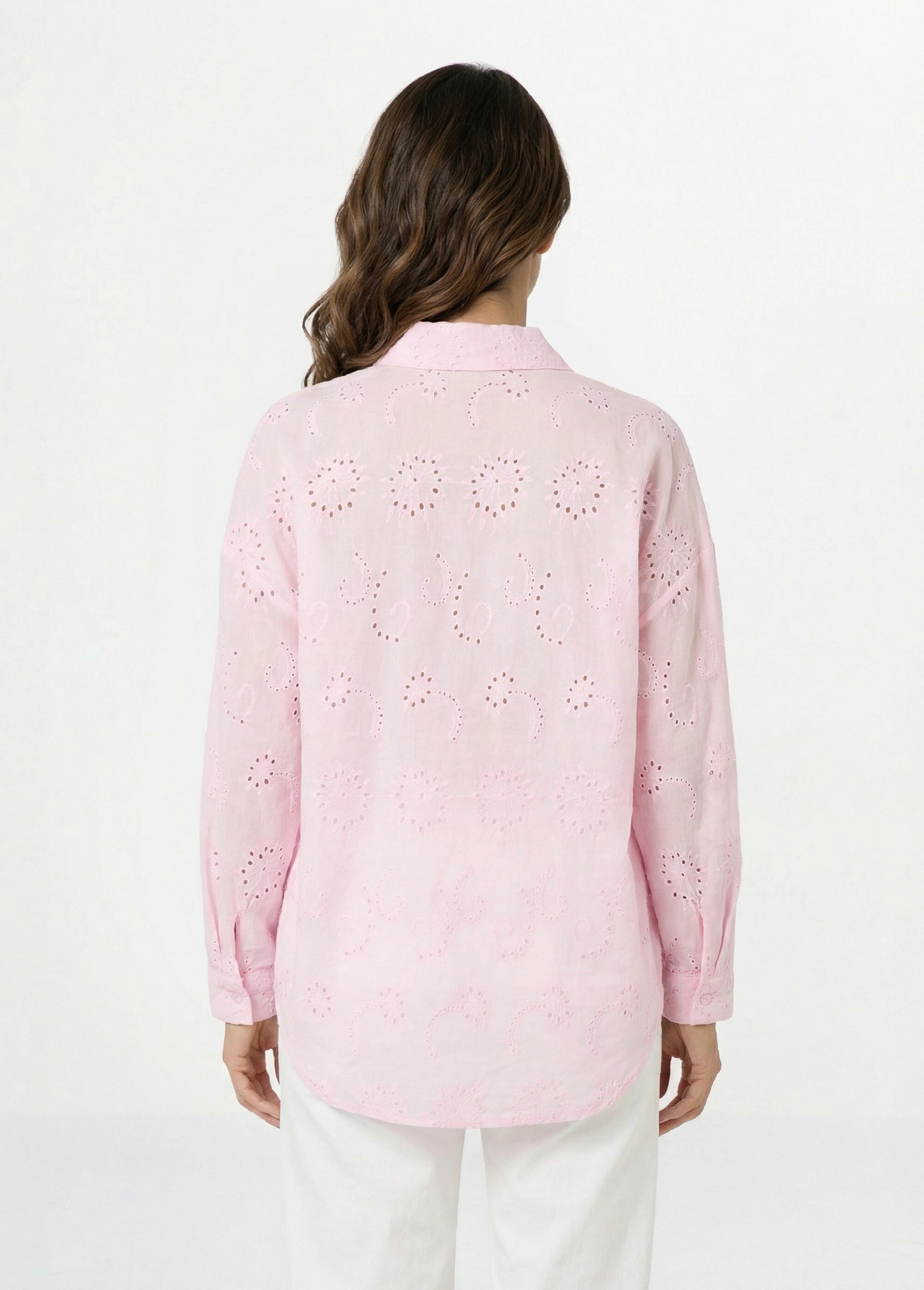 Chemisier coton avec broderie anglaise Femme Rose KA-DD060 DO1