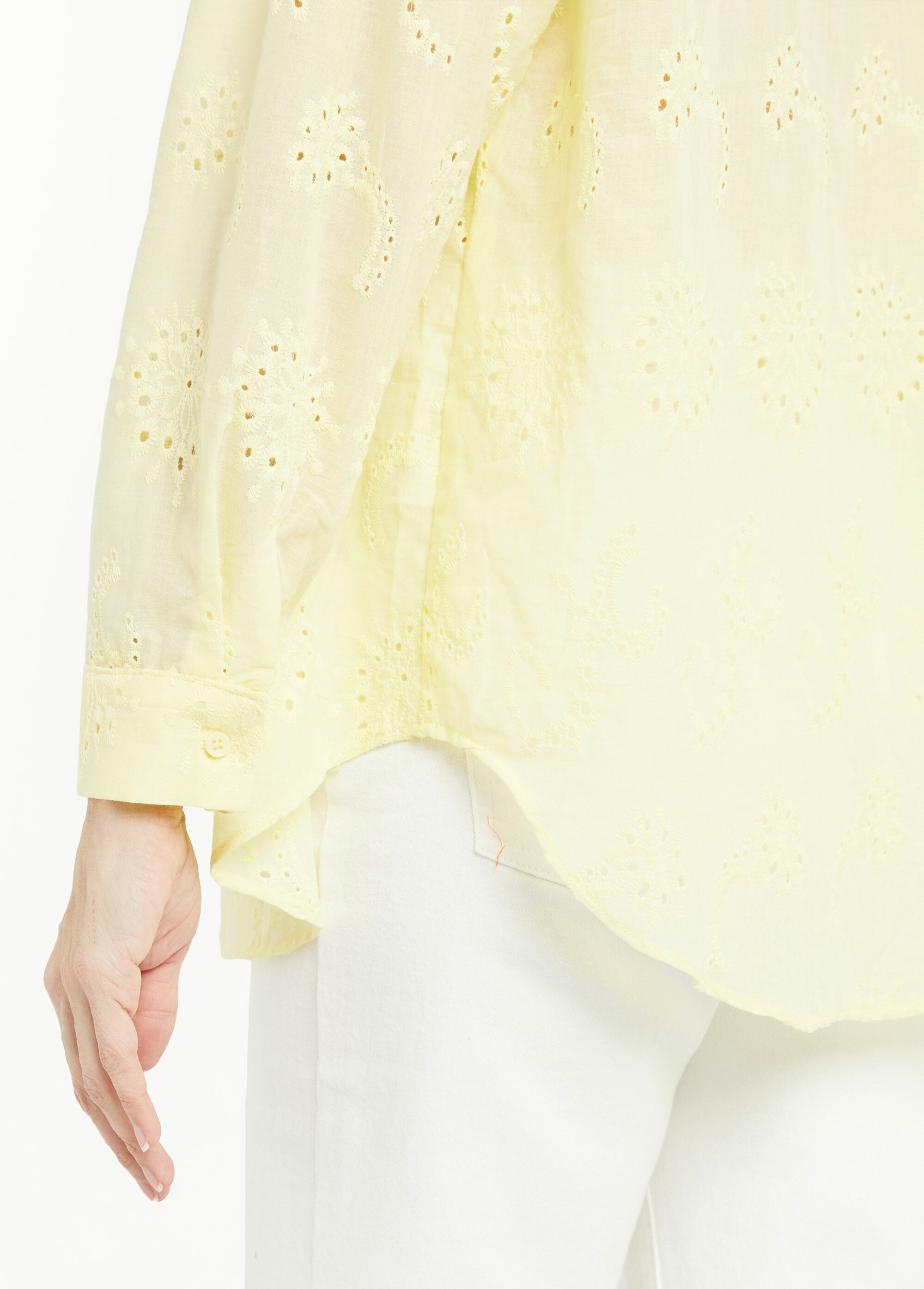 Chemisier coton avec broderie anglaise Femme Jaune KA-DD060 DE2