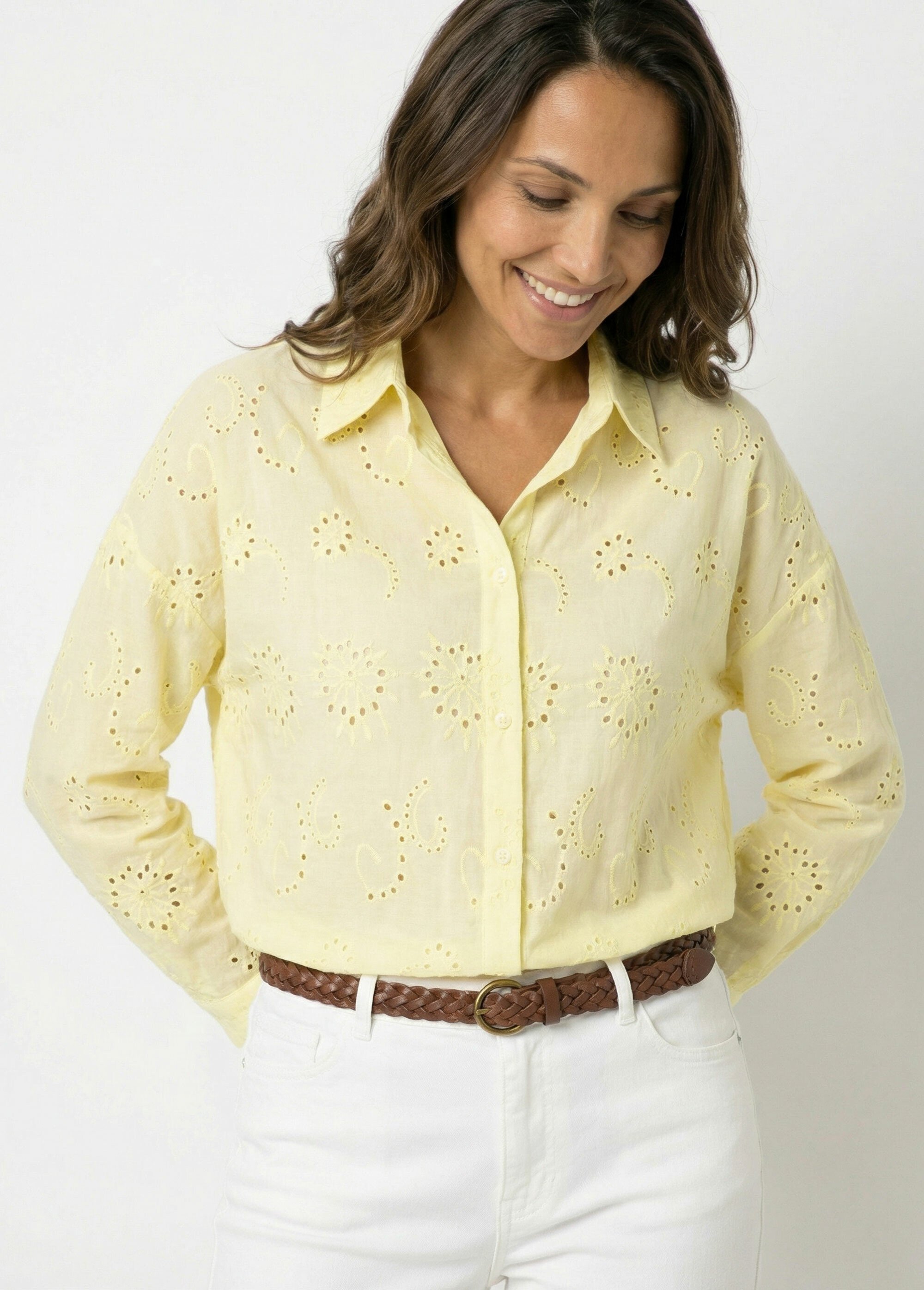 Chemisier coton avec broderie anglaise