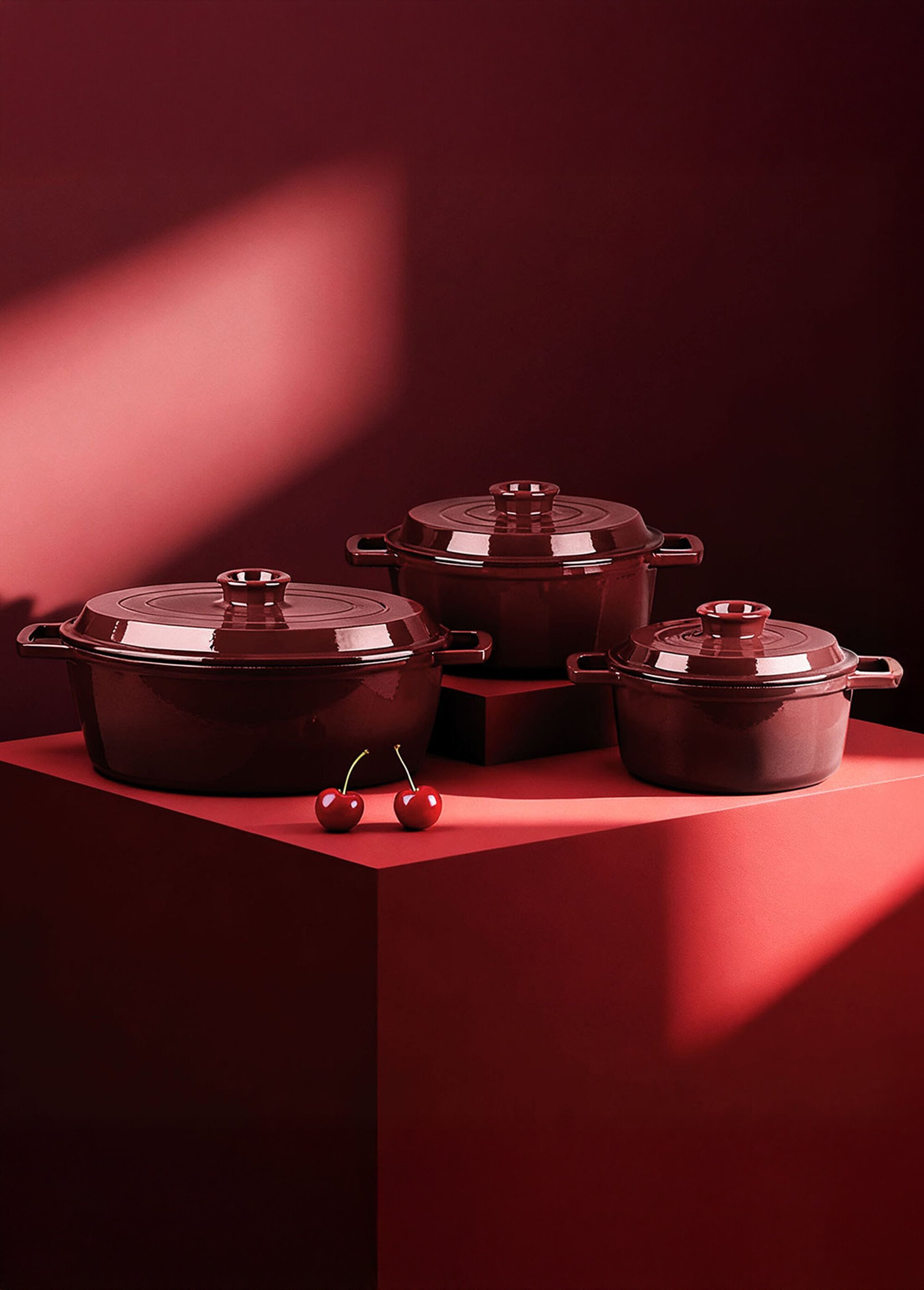 Cocotte fonte ronde 20cm, Masseiron 1M Rouge 9110185 SI1