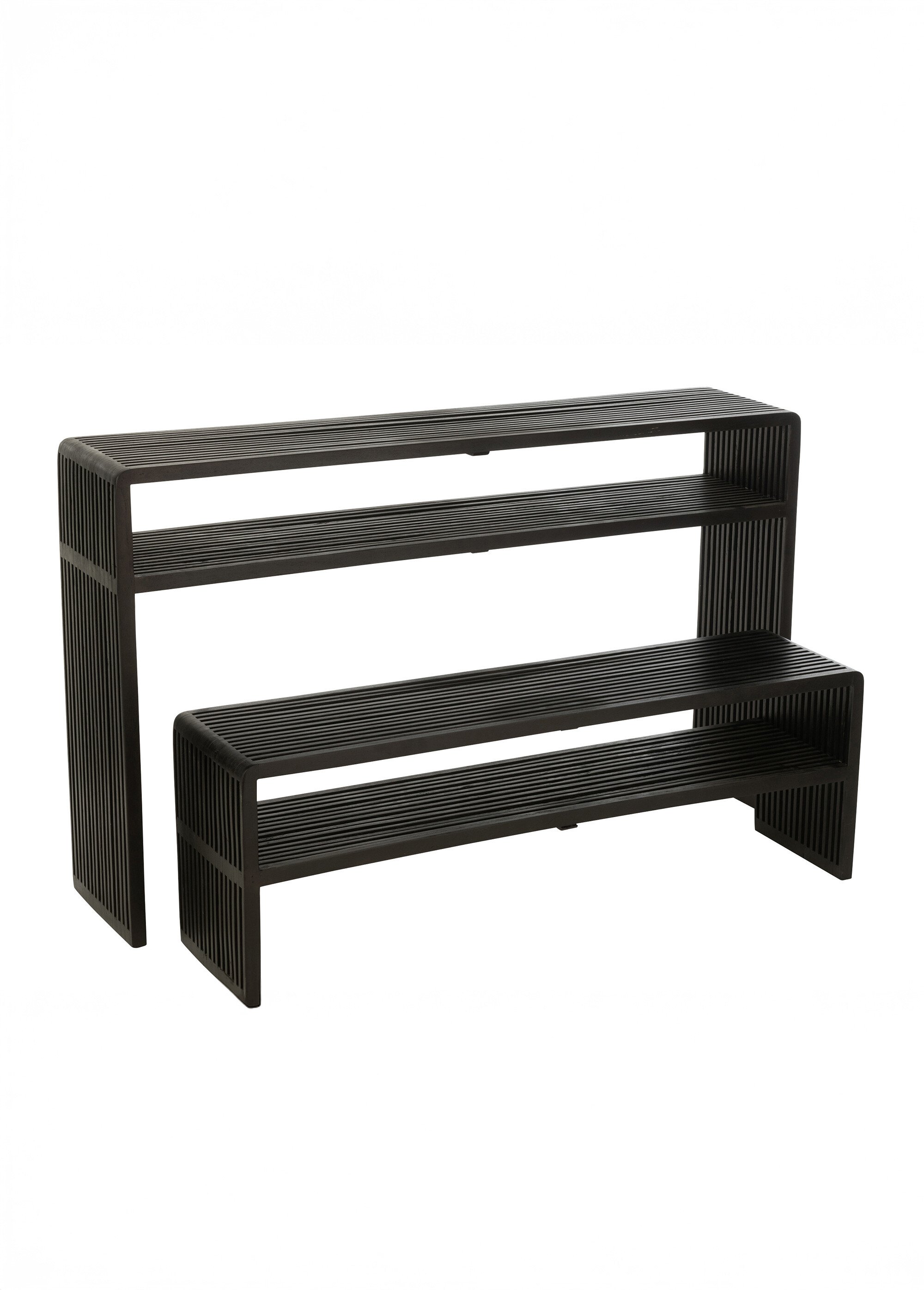 Consoles en teck foncé, design ajouré NOIR JP-40790 FA1