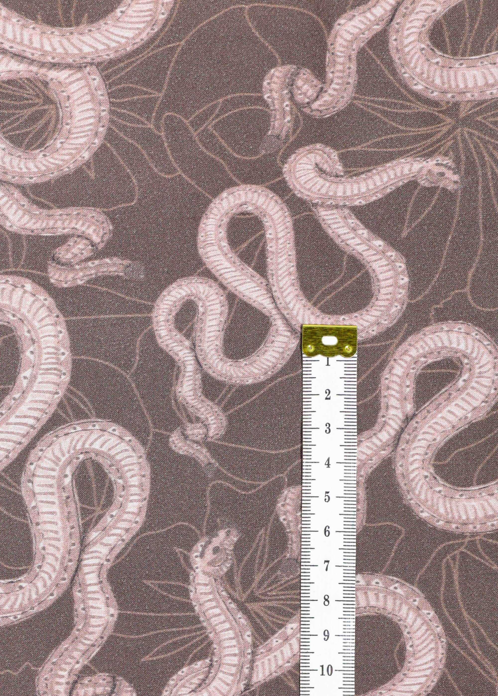 Coupon tissu habillement, motif serpent MARRON COT137479 DE1