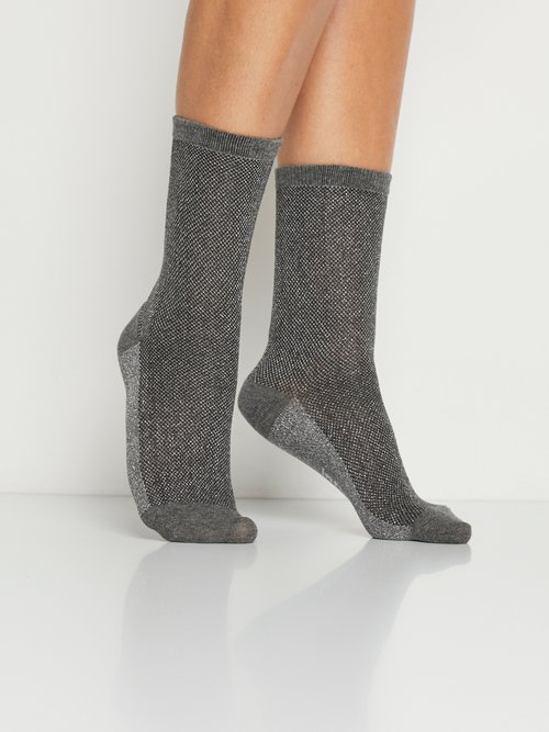 Chaussettes fantaisie maille lurex Femme Gris BERNOIS FA2