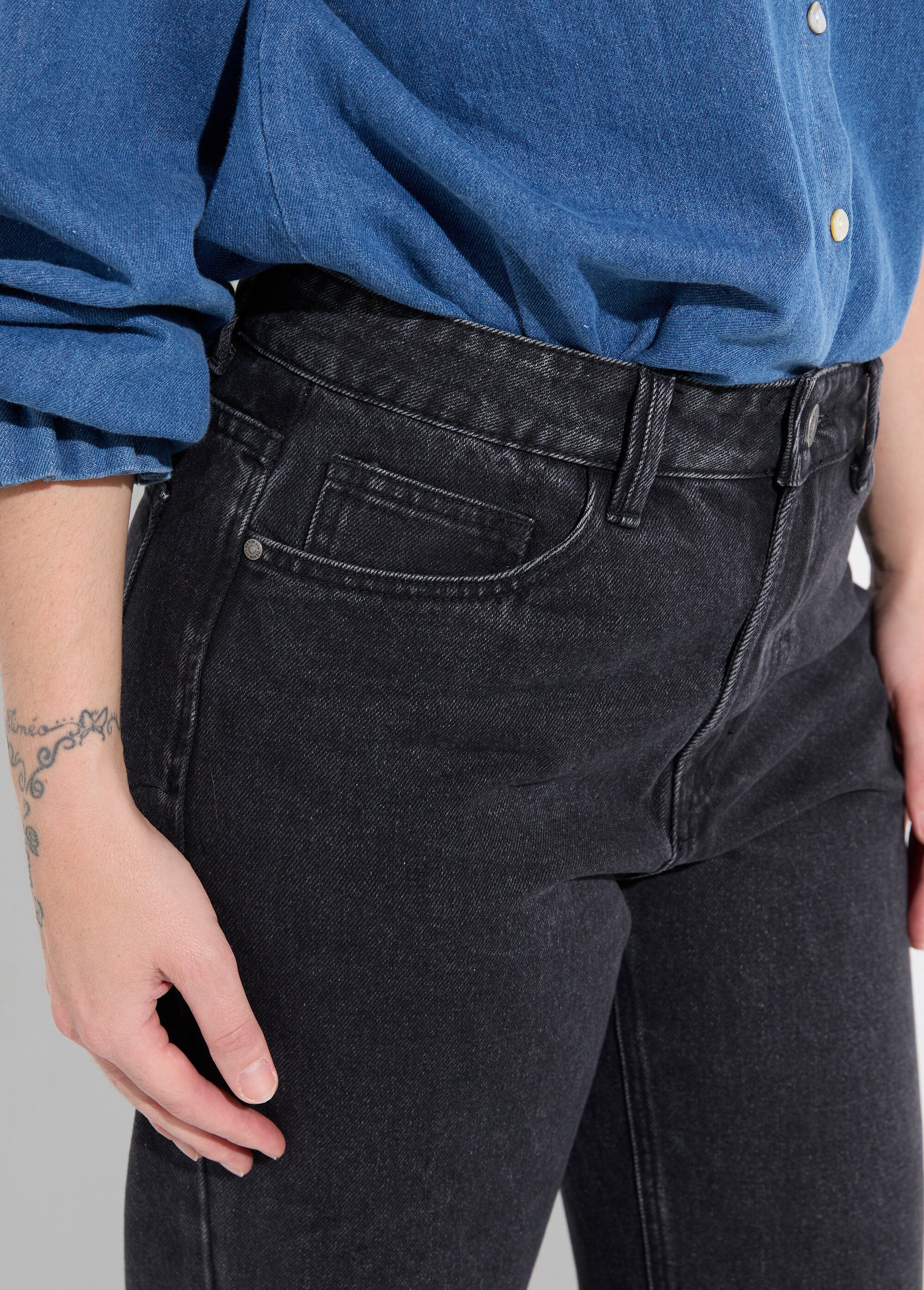 Jean 5 poches denim, coupe large