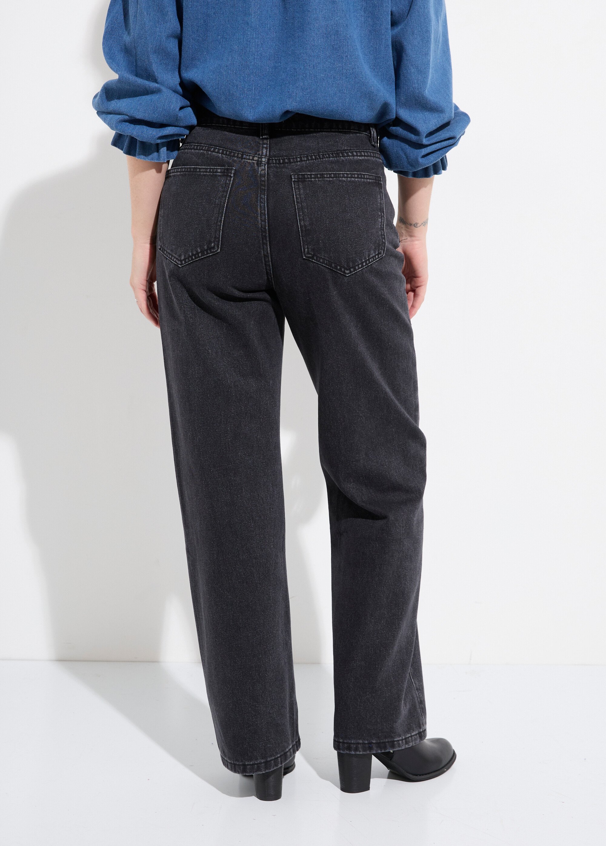 Jean 5 poches denim, coupe large