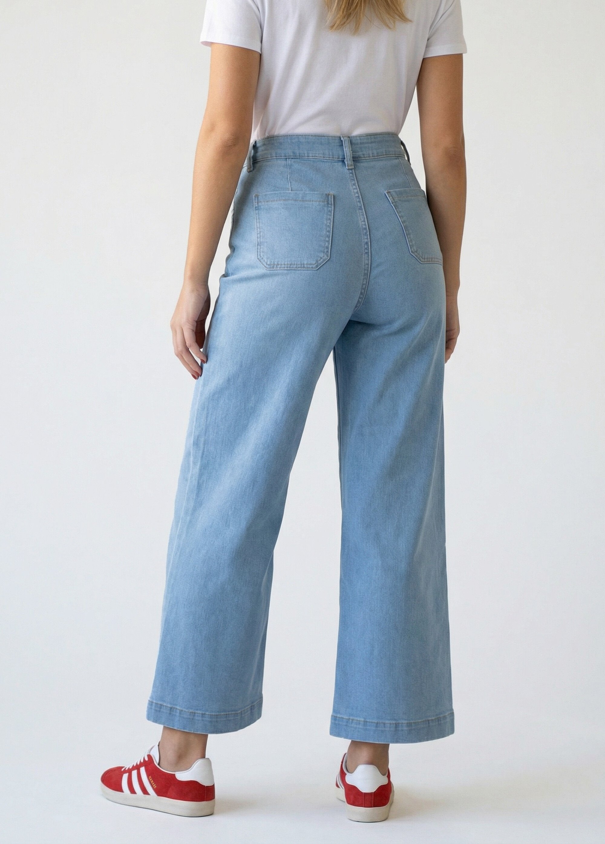 Jean 7/8ème large denim extensible 4 poches Femme BLEACHED NIVA DO1