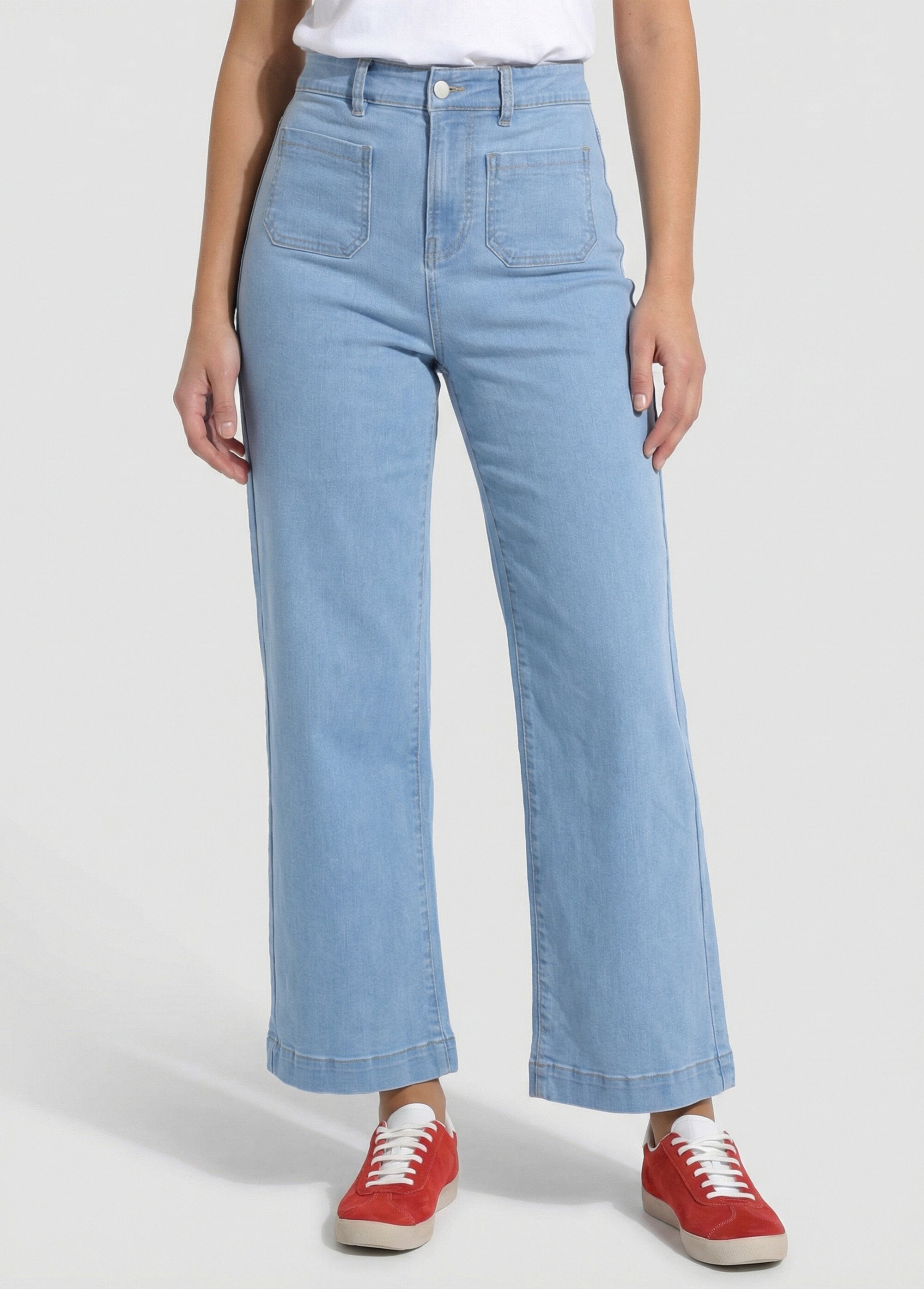 Jean 7/8ème large denim extensible 4 poches Femme BLEACHED NIVA FA1