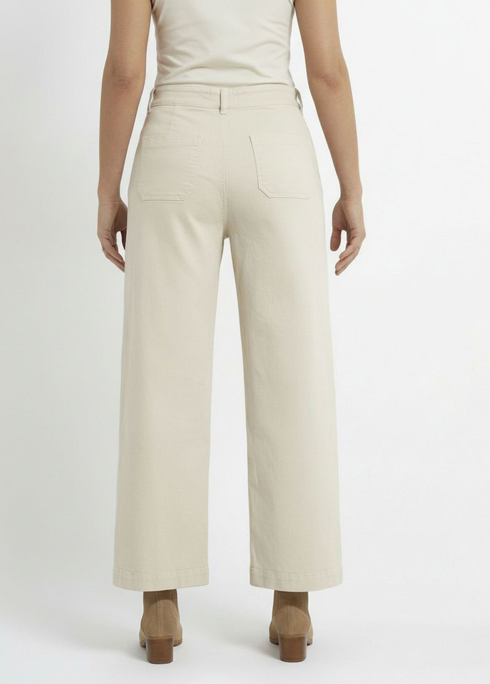 Jean 7/8ème large denim extensible 4 poches Femme Beige NIVA DO1