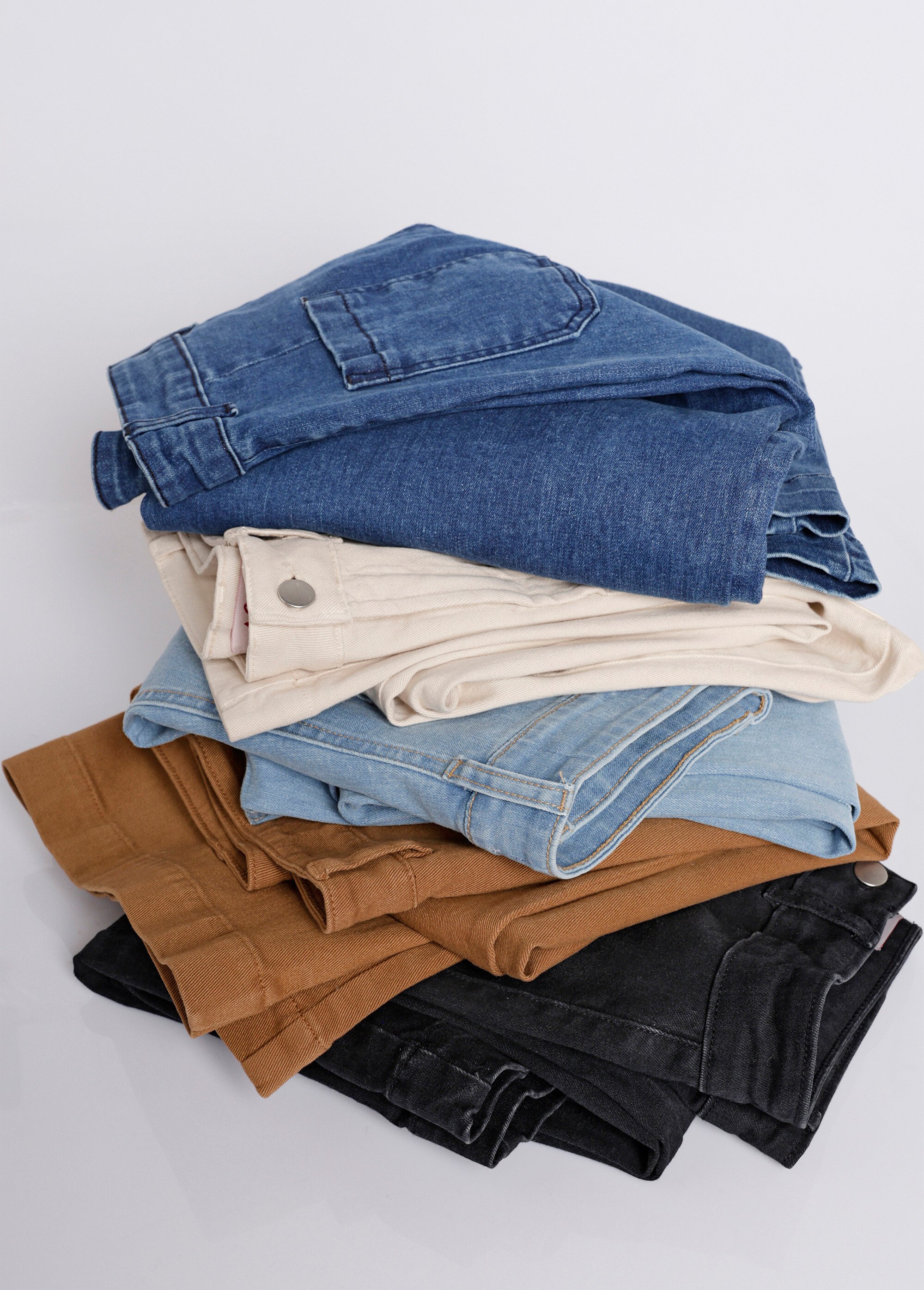 Jean 7/8ème large denim extensible 4 poches Femme Beige NIVA FA1