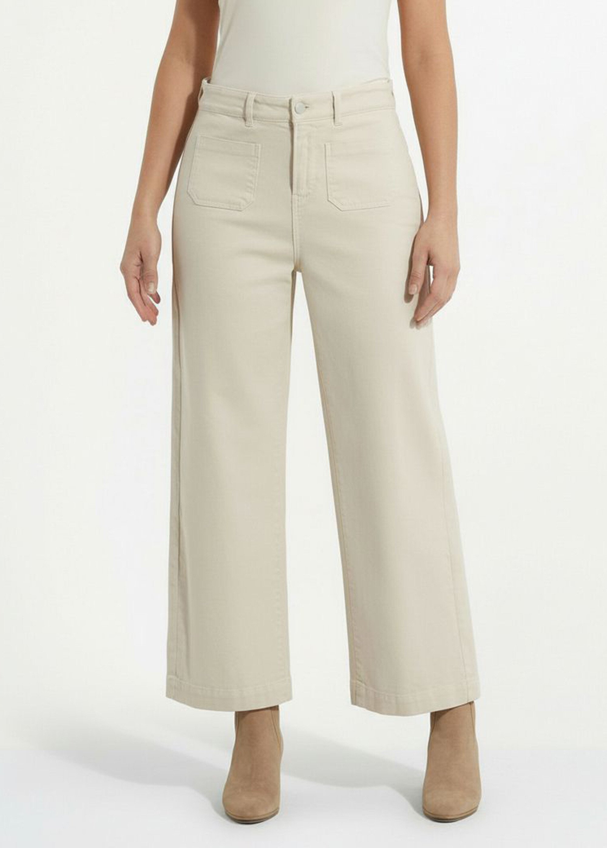 Jean 7/8ème large denim extensible 4 poches Femme Beige NIVA FA1