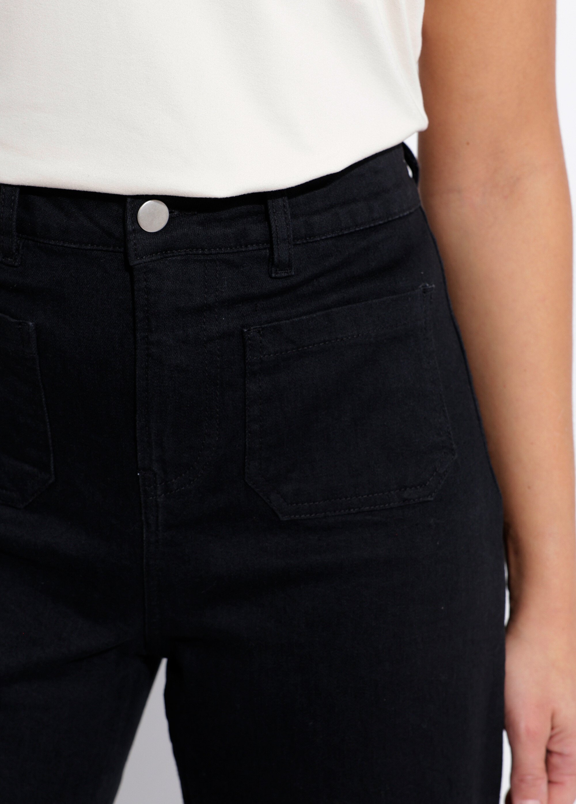 Jean 7/8ème large denim extensible 4 poches Femme Noir NIVA DE1