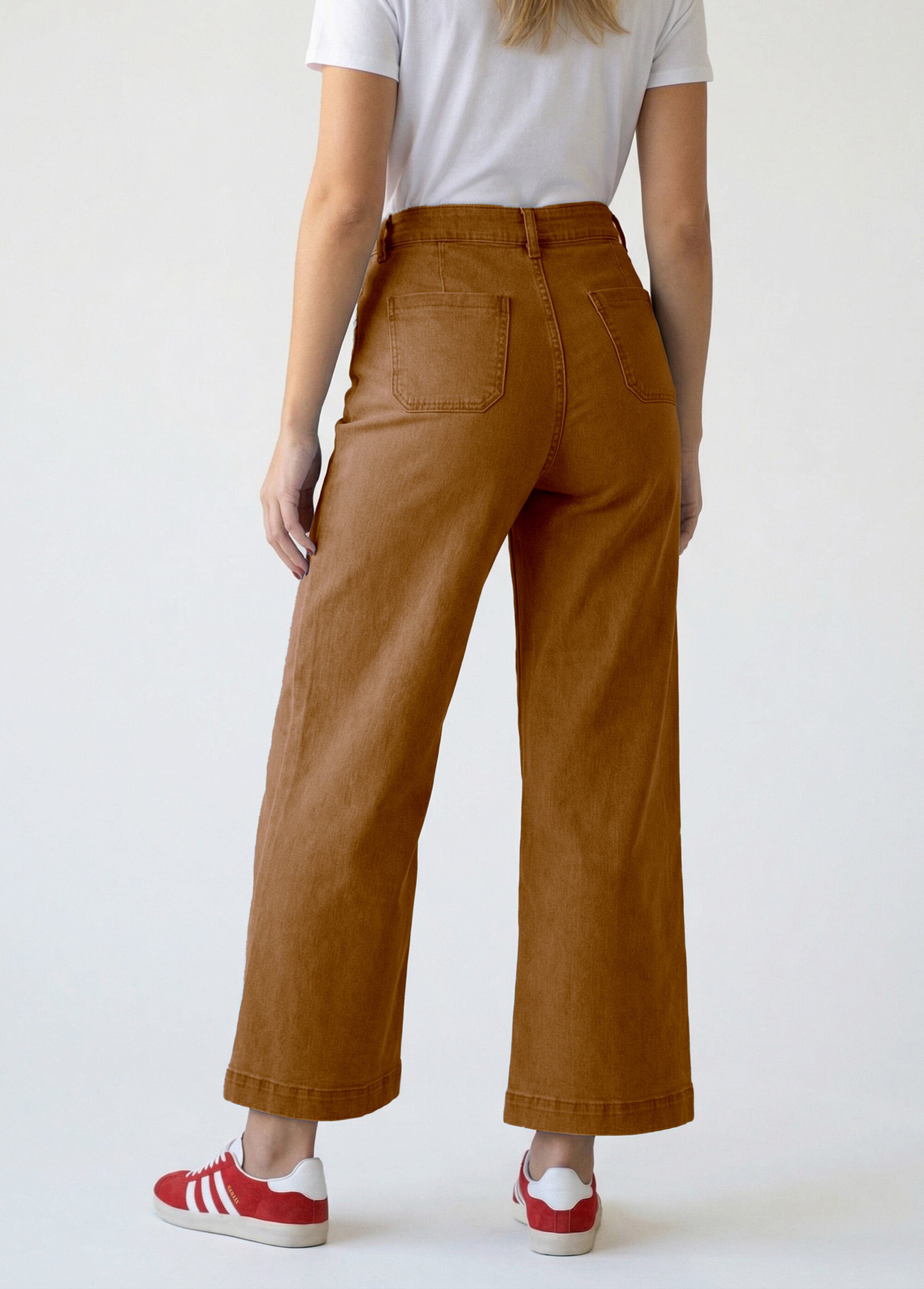 Jean 7/8ème large denim extensible 4 poches Femme Marron NIVA DO1