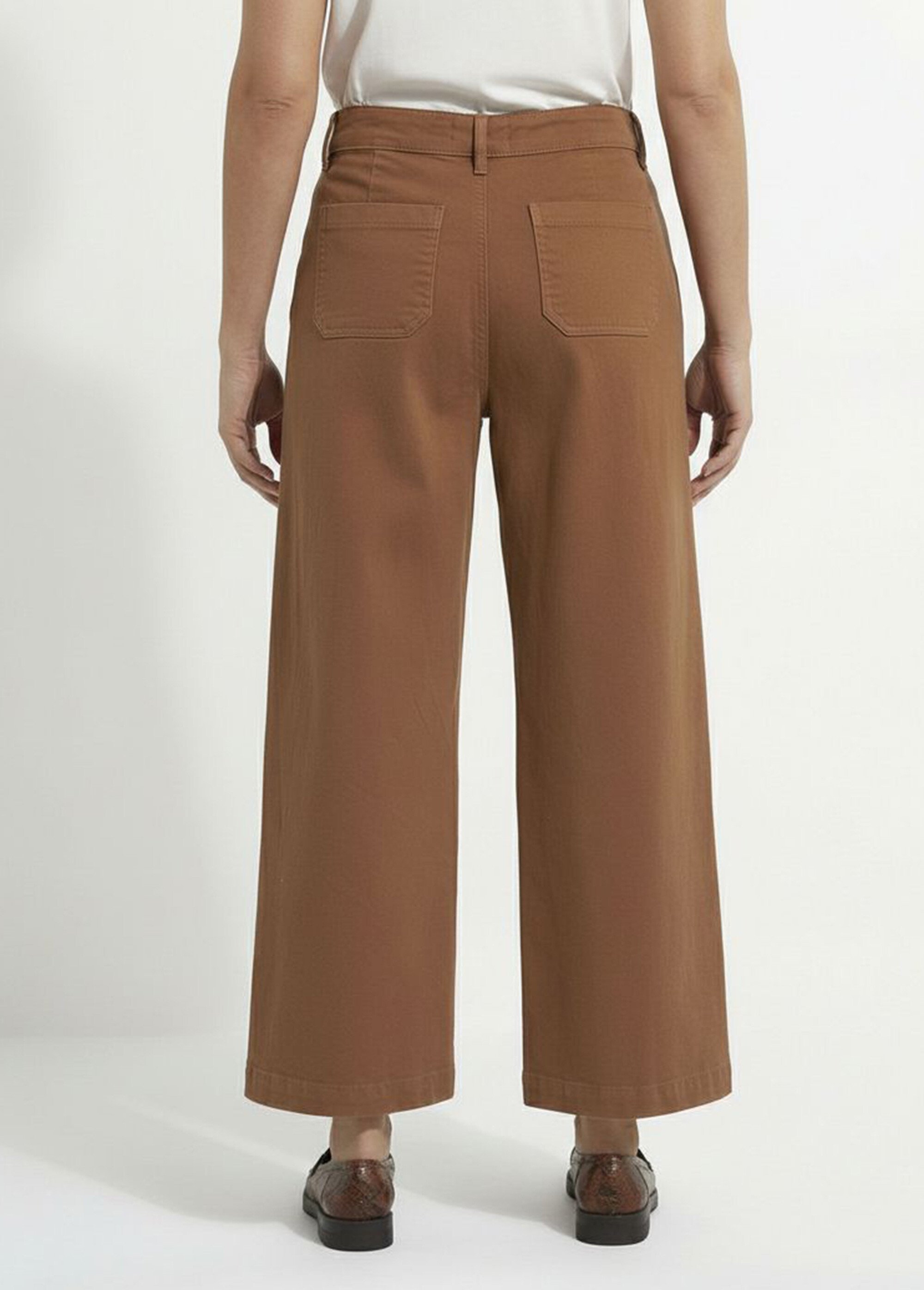 Jean 7/8ème large denim extensible 4 poches Femme Marron NIVA DO1