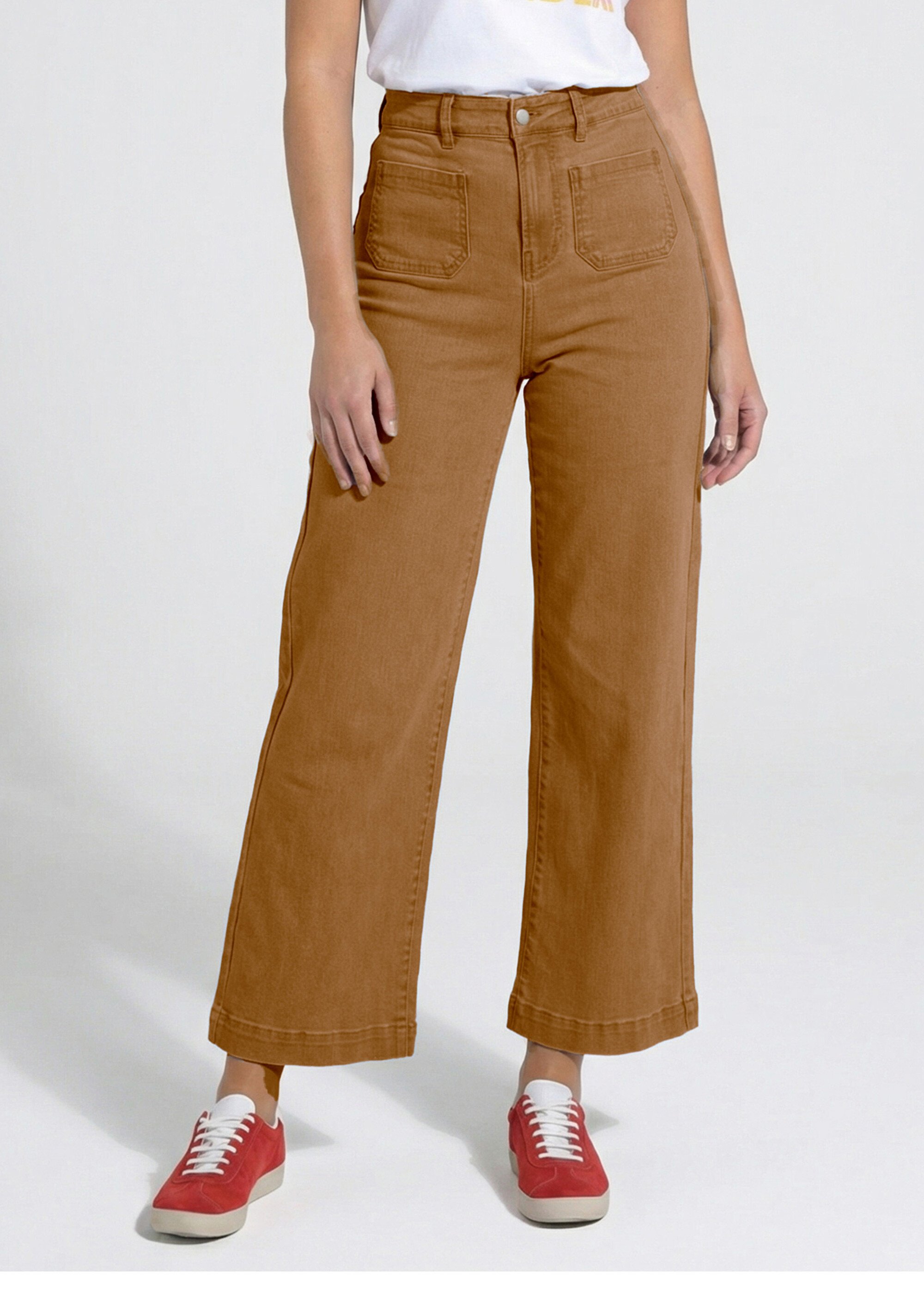 Jean 7/8ème large denim extensible 4 poches Femme Marron NIVA FA1