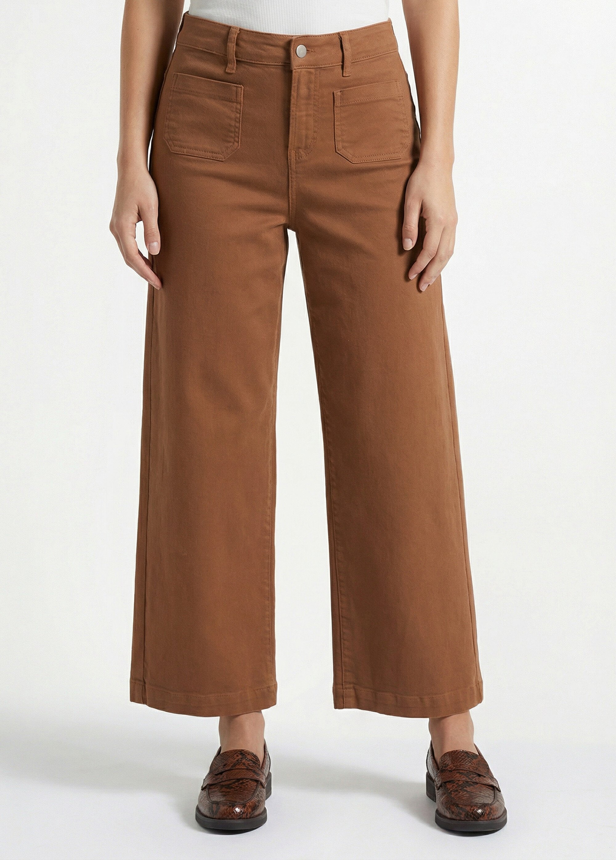 Jean 7/8ème large denim extensible 4 poches Femme Marron NIVA FA1