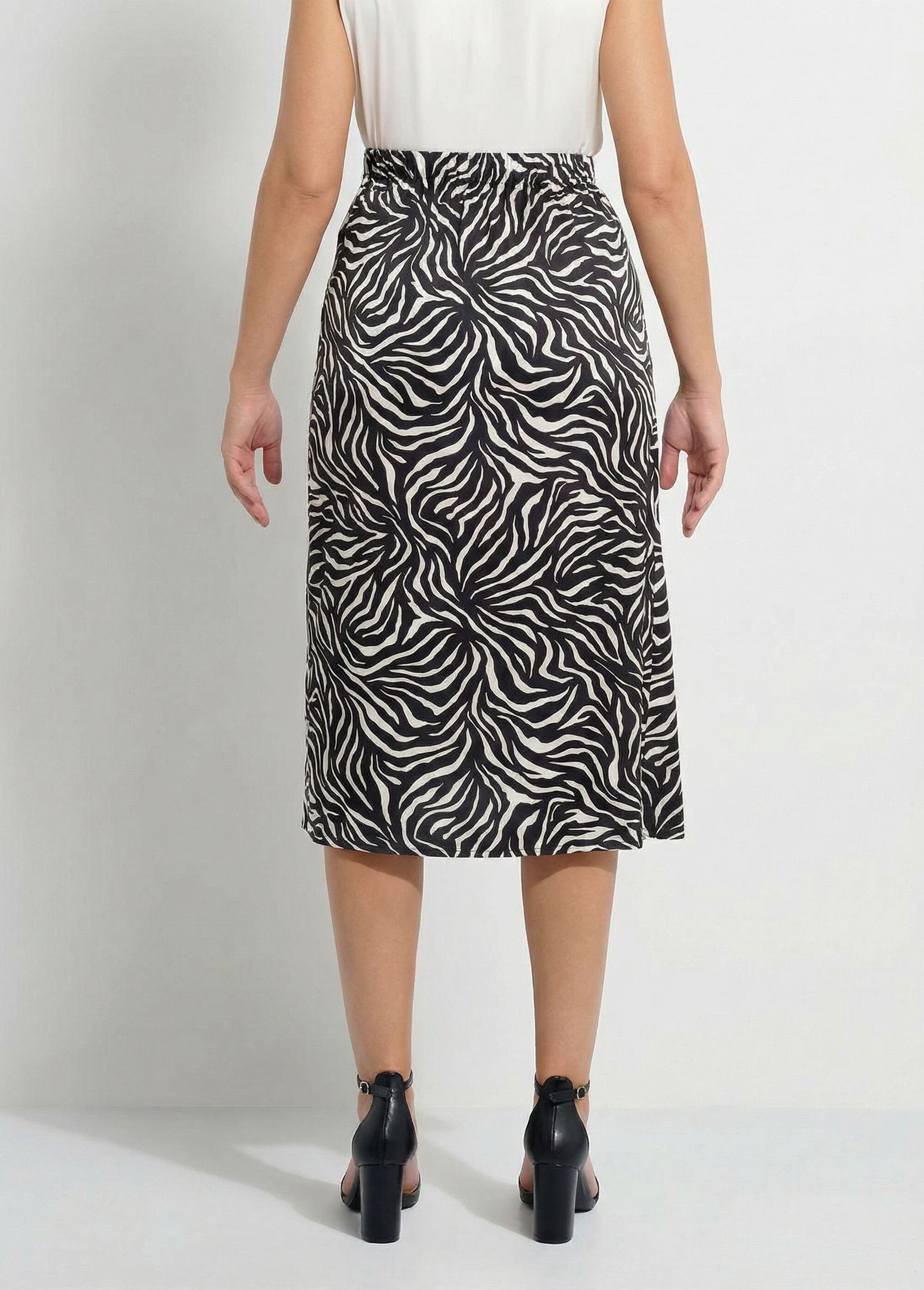 Jupe portefeuille midi en satin bicolore