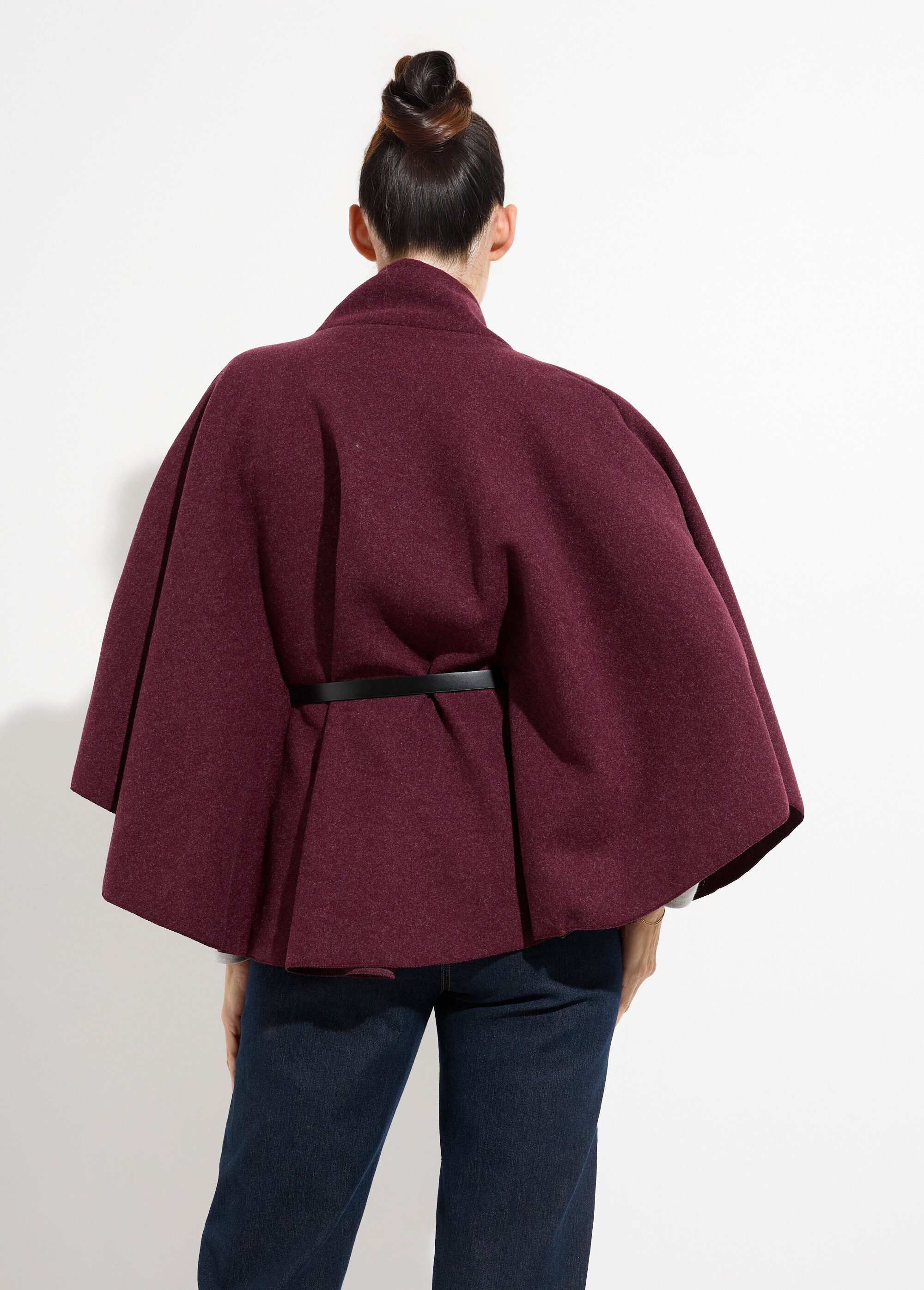 Manteau cape à ceinturer, col montant Femme Rouge MQ-7695 DO1
