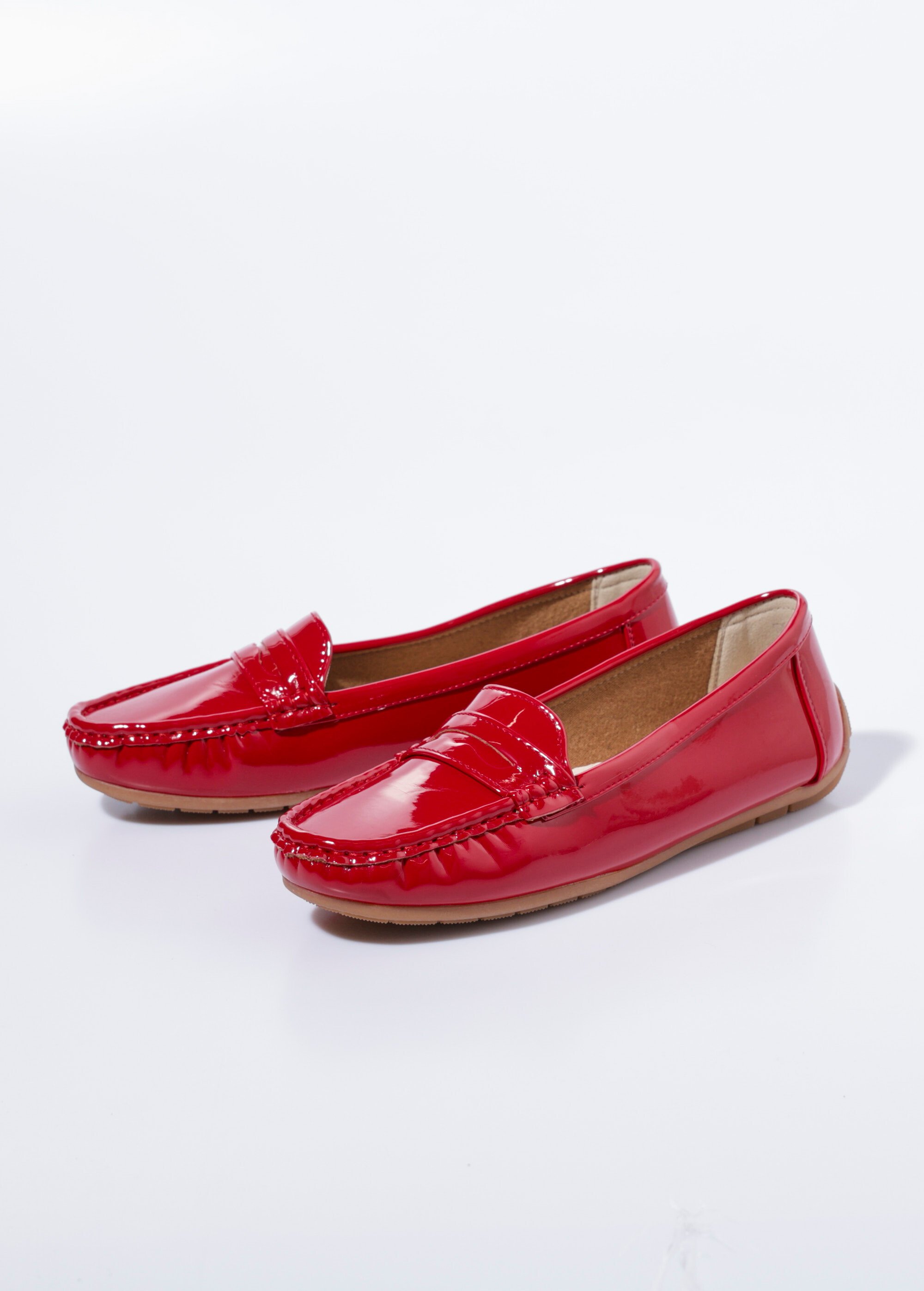 Mocassins vernis semelle antidérapante Femme Rouge LBSDYH8971 DE1