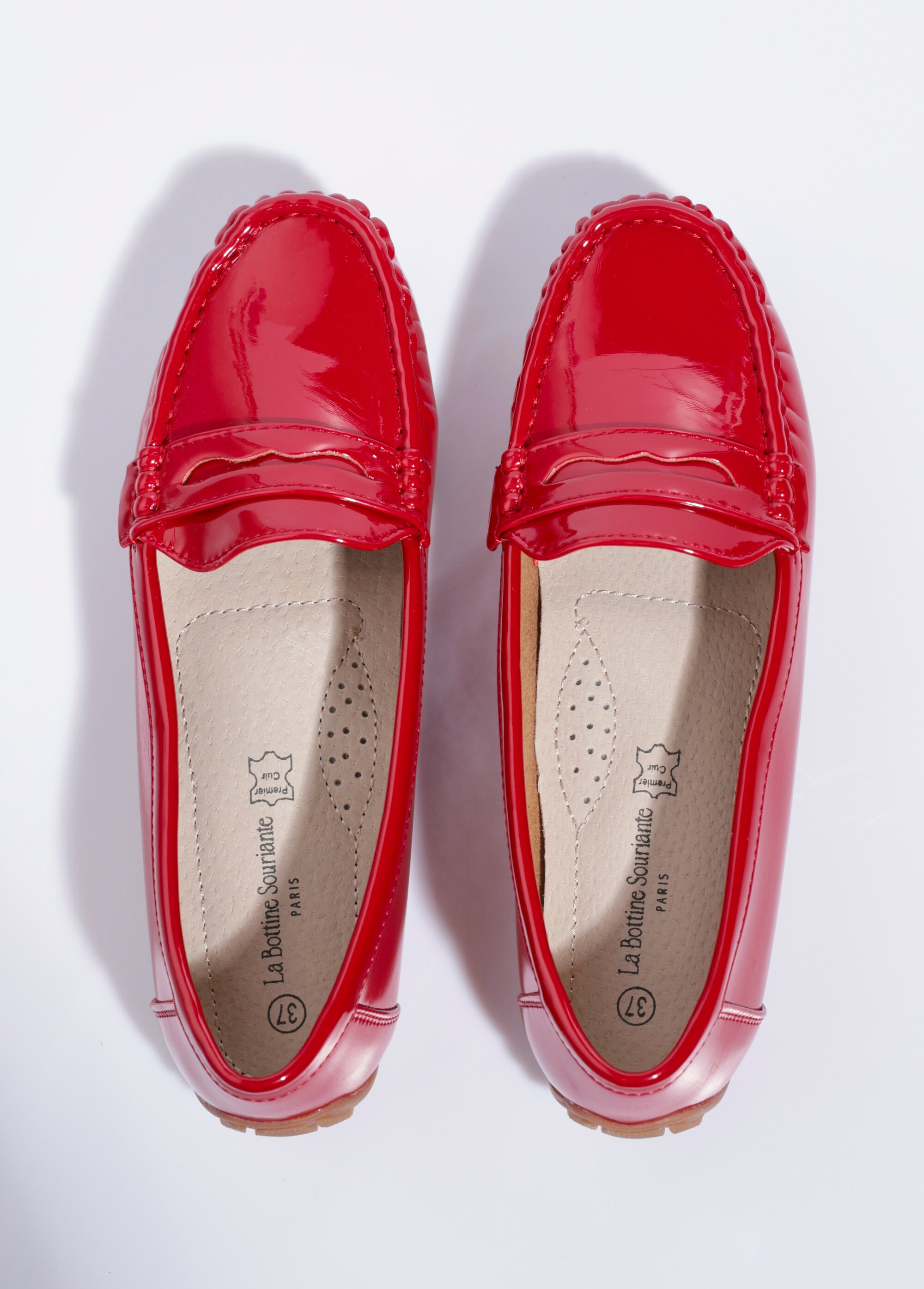 Mocassins vernis semelle antidérapante Femme Rouge LBSDYH8971 OV1