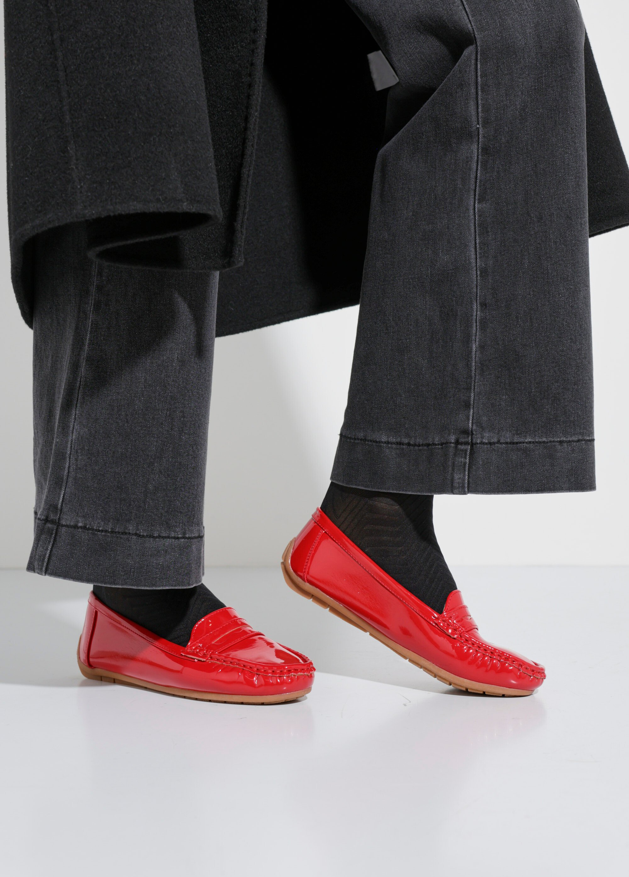 Mocassins vernis semelle antidérapante Femme Rouge LBSDYH8971 SF1