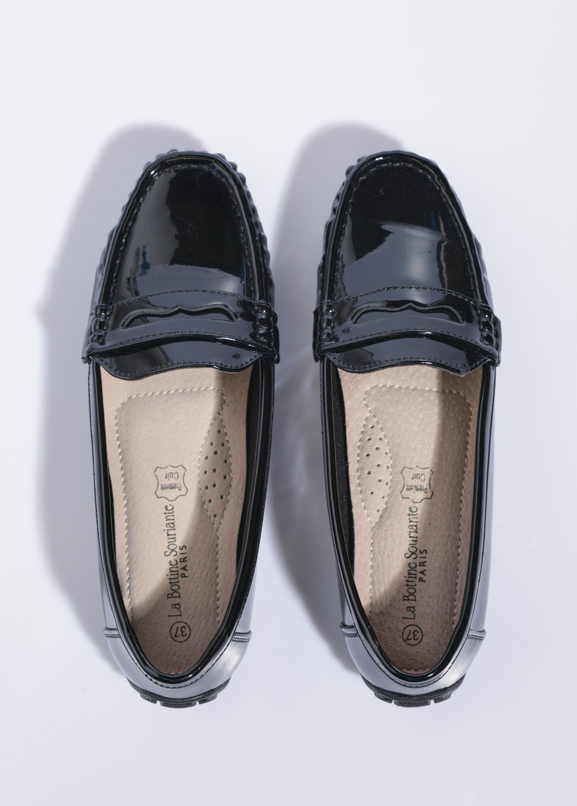 Mocassins vernis semelle antidérapante Femme Noir LBSDYH8971 OV1
