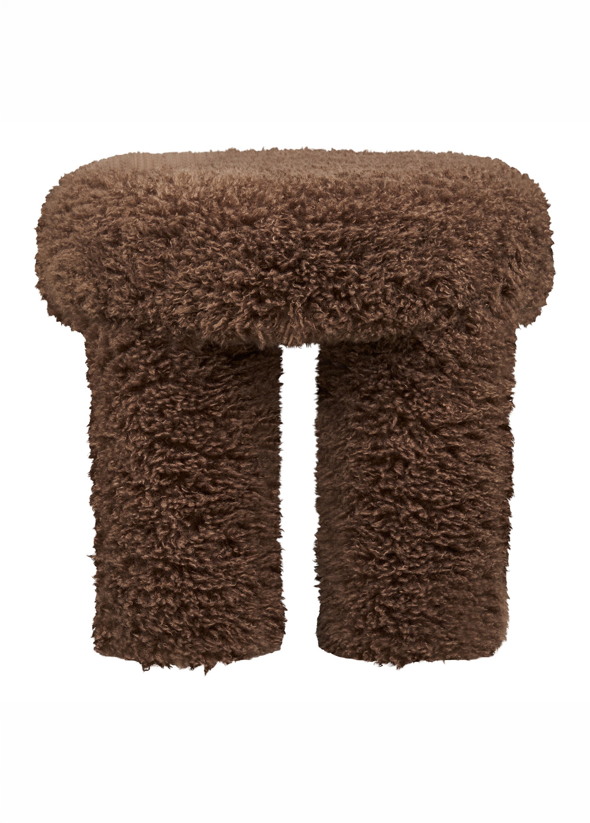 Pouf bouclette à poils longs GISBORNE MARRON HN-1501146 DE1