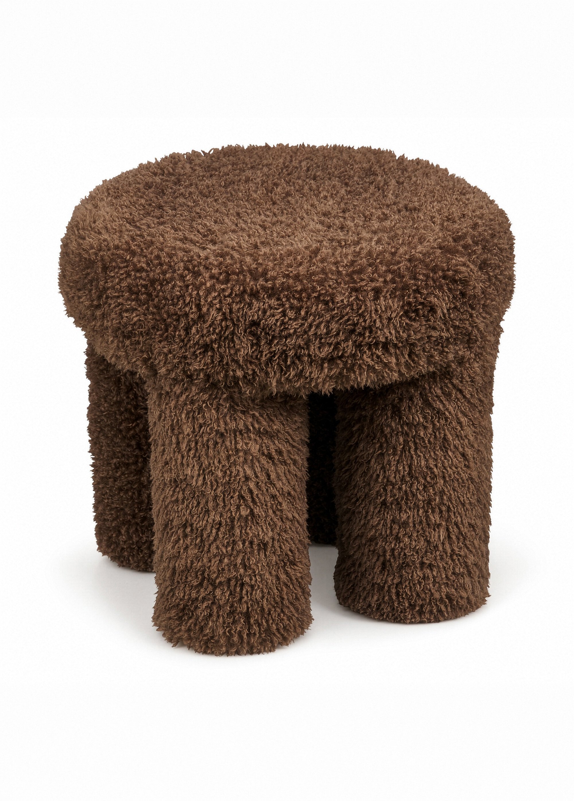 Pouf bouclette à poils longs GISBORNE MARRON HN-1501146 FA1