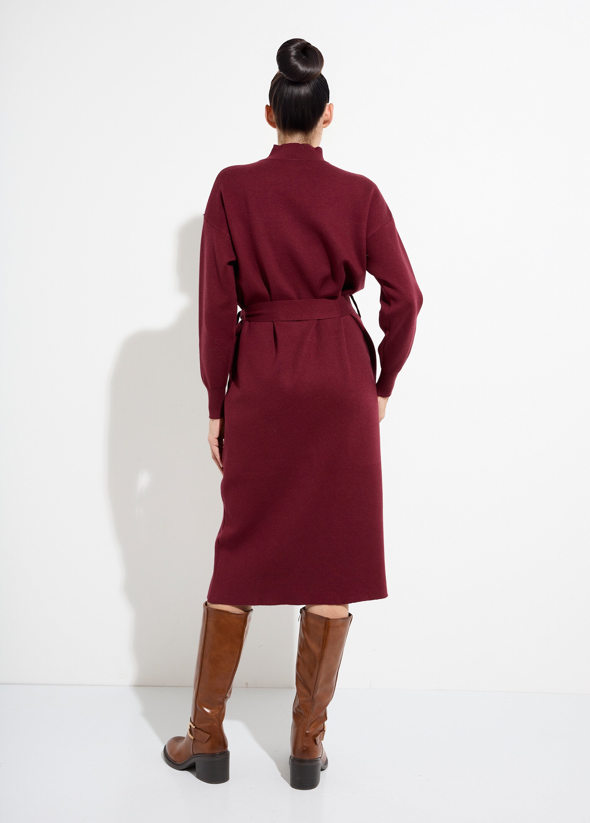 Robe pull col montant ceinture métal Femme Rouge MQ-H8801 DO1