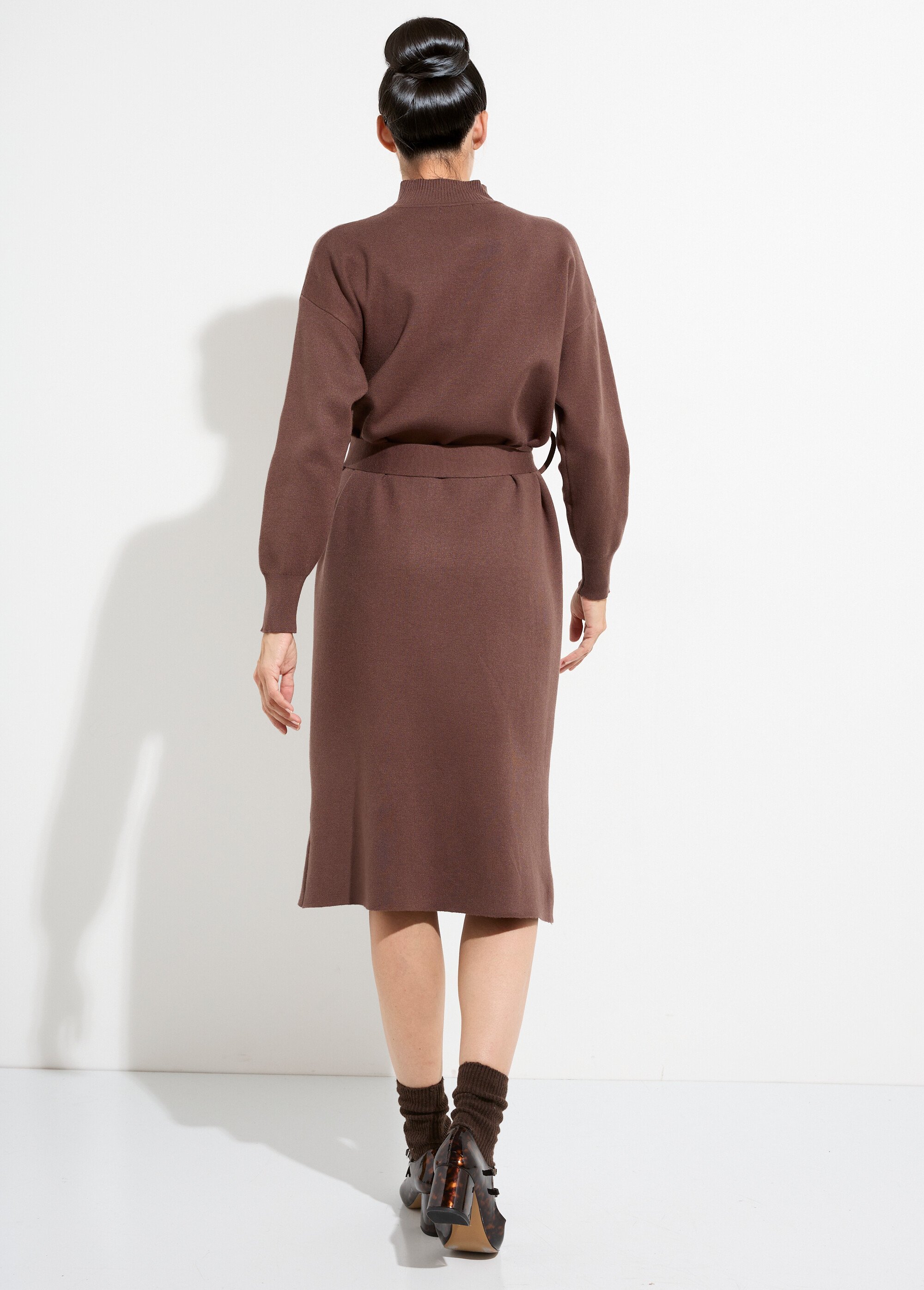 Robe pull col montant ceinture métal Femme Marron MQ-H8801 DO1