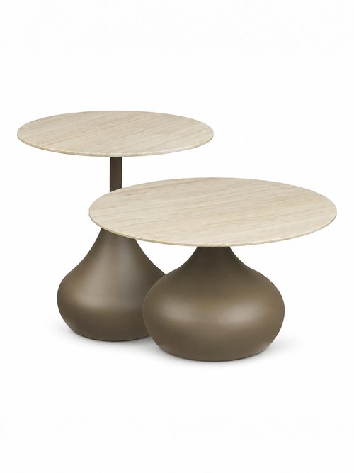 Set 2 tables basses métal verre PIENZA VERT HN-2101621-S FA1