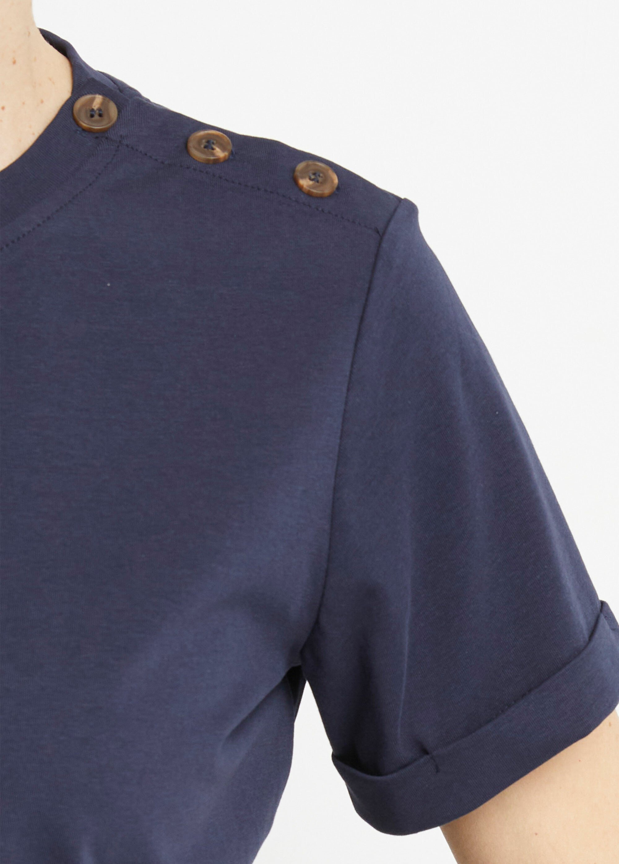 T-shirt col rond avec épaule boutonnée