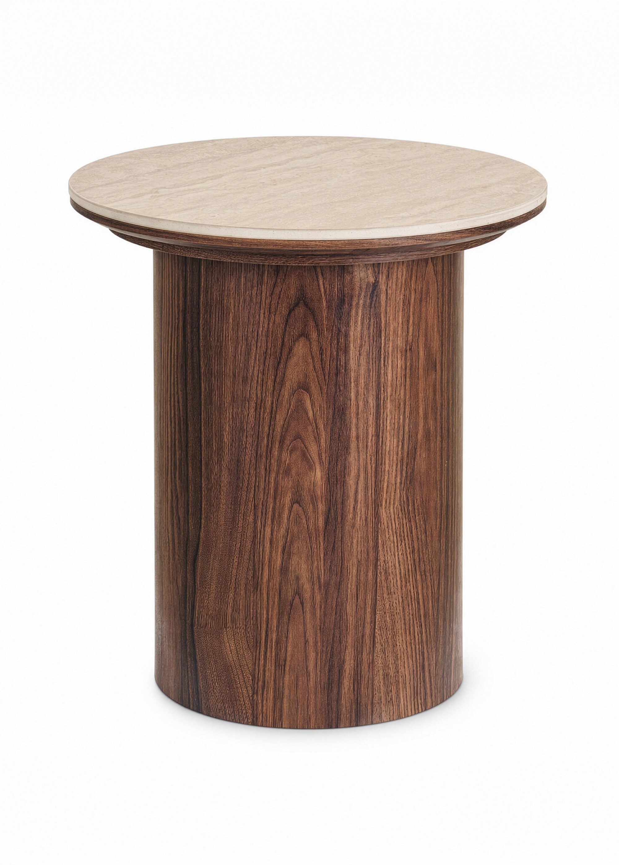 Table d'appoint dessus travertin DELPHI BEIGE ET MARRON FONCE HN-2151043 FA1