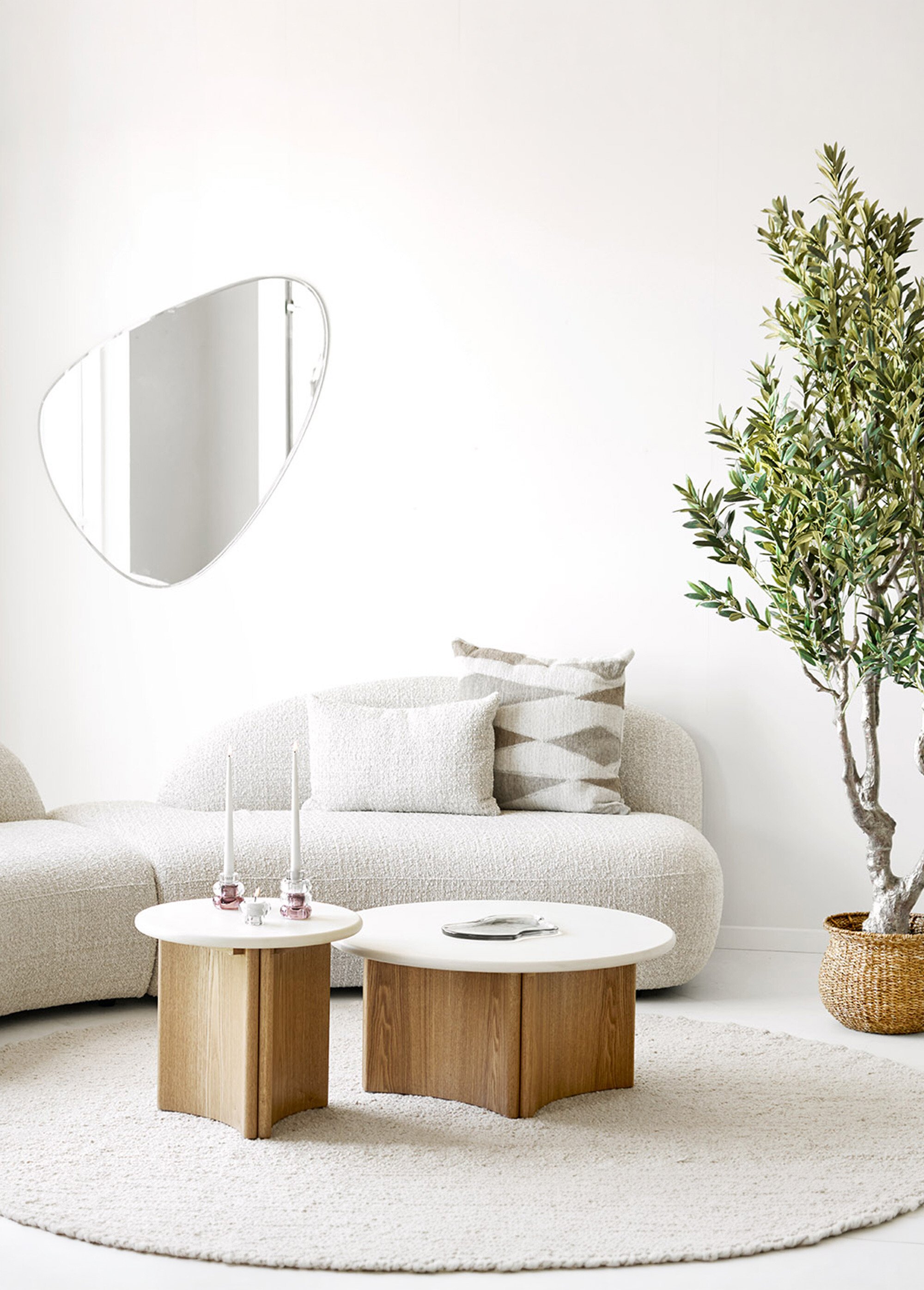 Table d'appoint frêne plateau ciment MOTRIL BLANC ET NATUREL HN-2151600 SI1