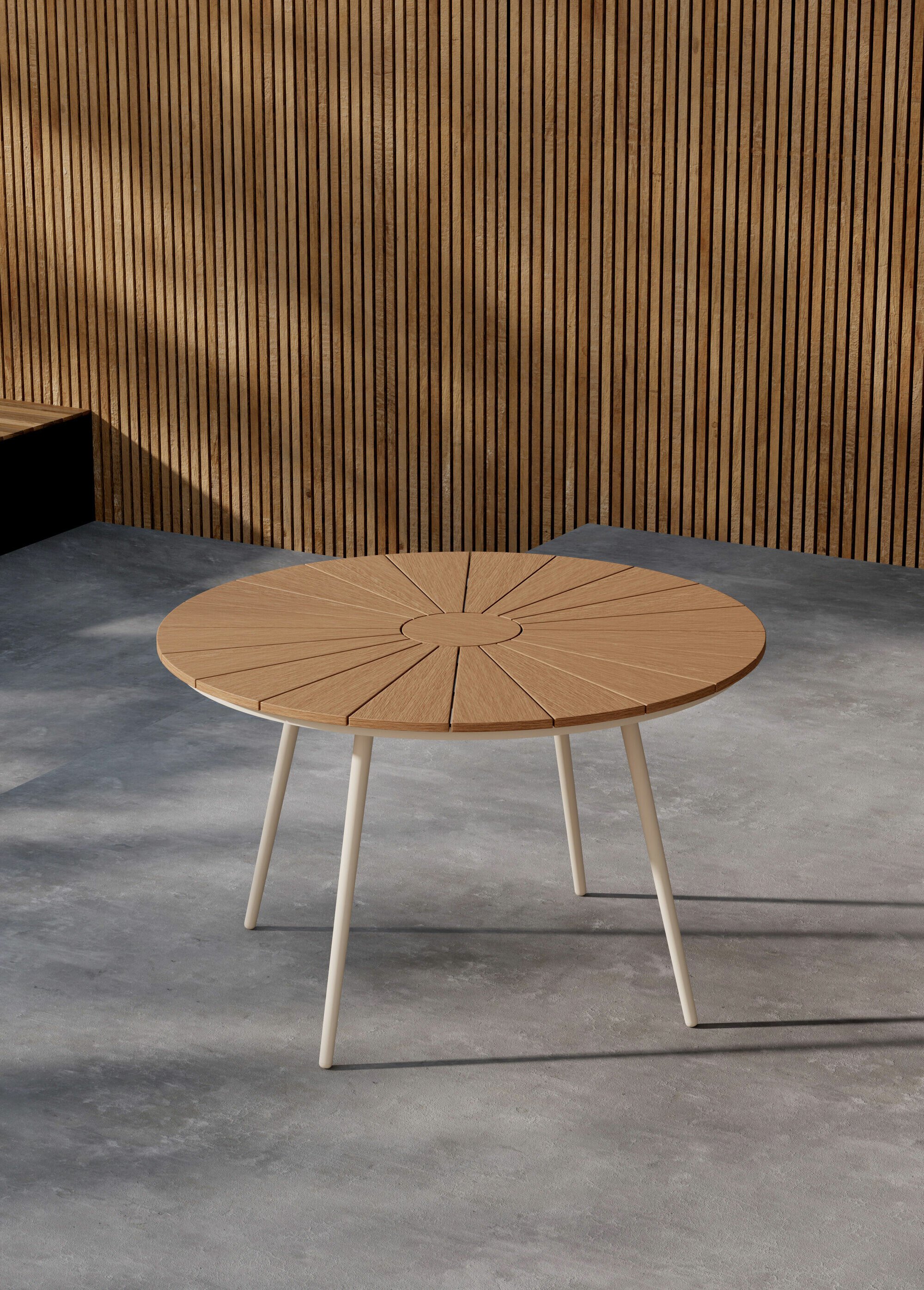 Table de jardin diam 120cm en aluminium BEIGE VEN-9808-100 SI1