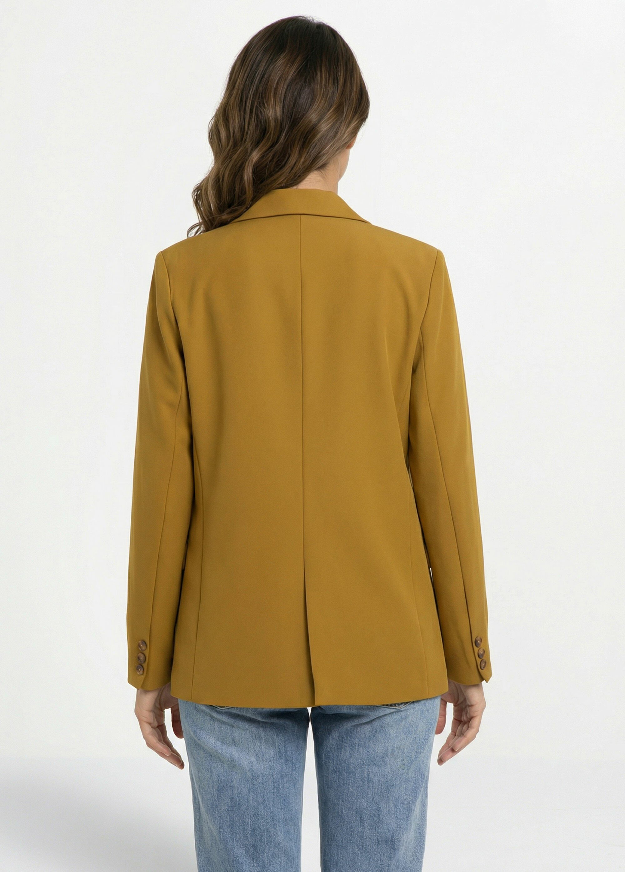 Veste blazer longue, double boutonnage Femme Vert IA-D583 DO1