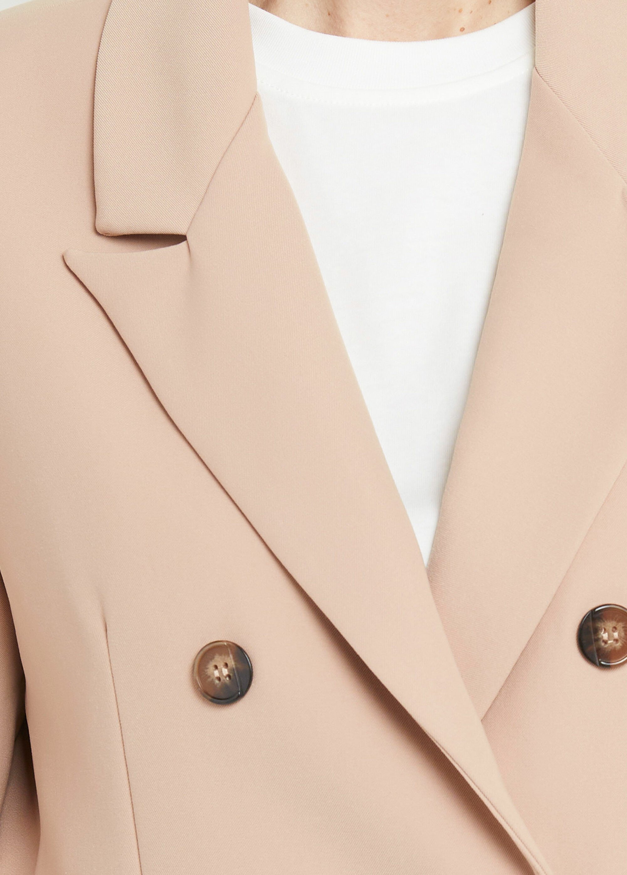 Veste blazer longue, double boutonnage Femme Beige IA-D583 DE1