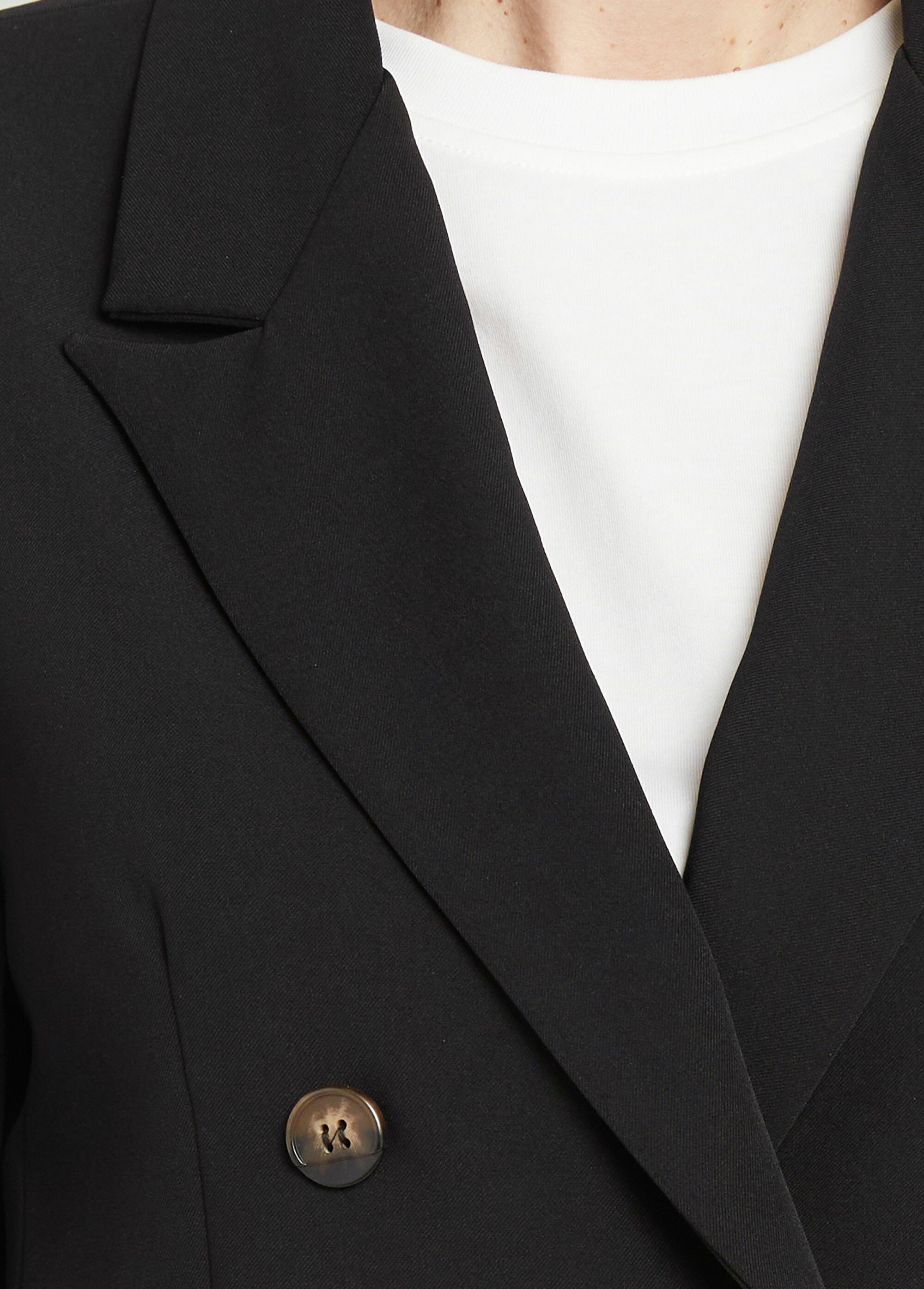 Veste blazer longue, double boutonnage Femme Noir IA-D583 DE1