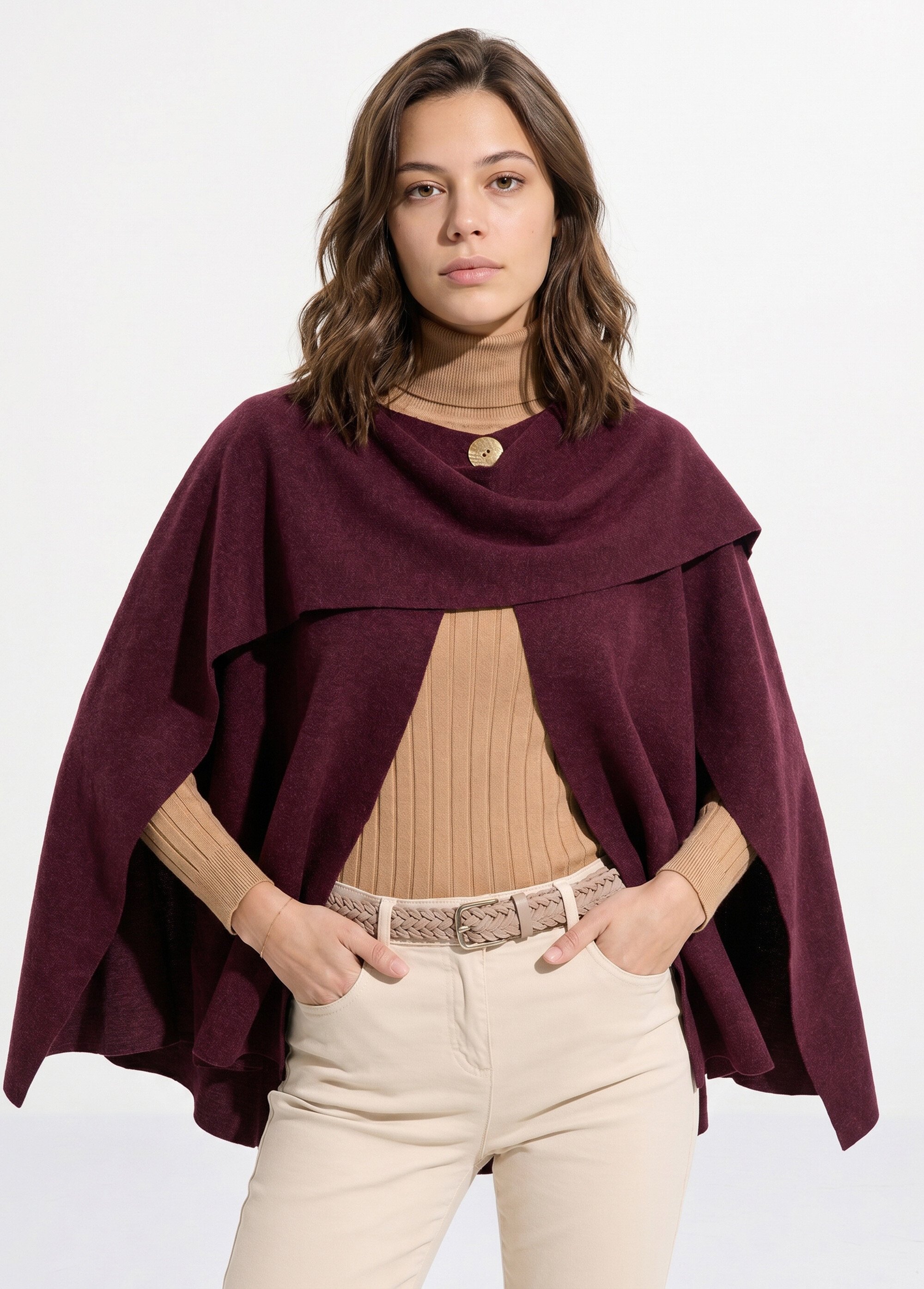 Veste bouton bijou métal et écharpe Femme Rouge MQ-9141 FA1