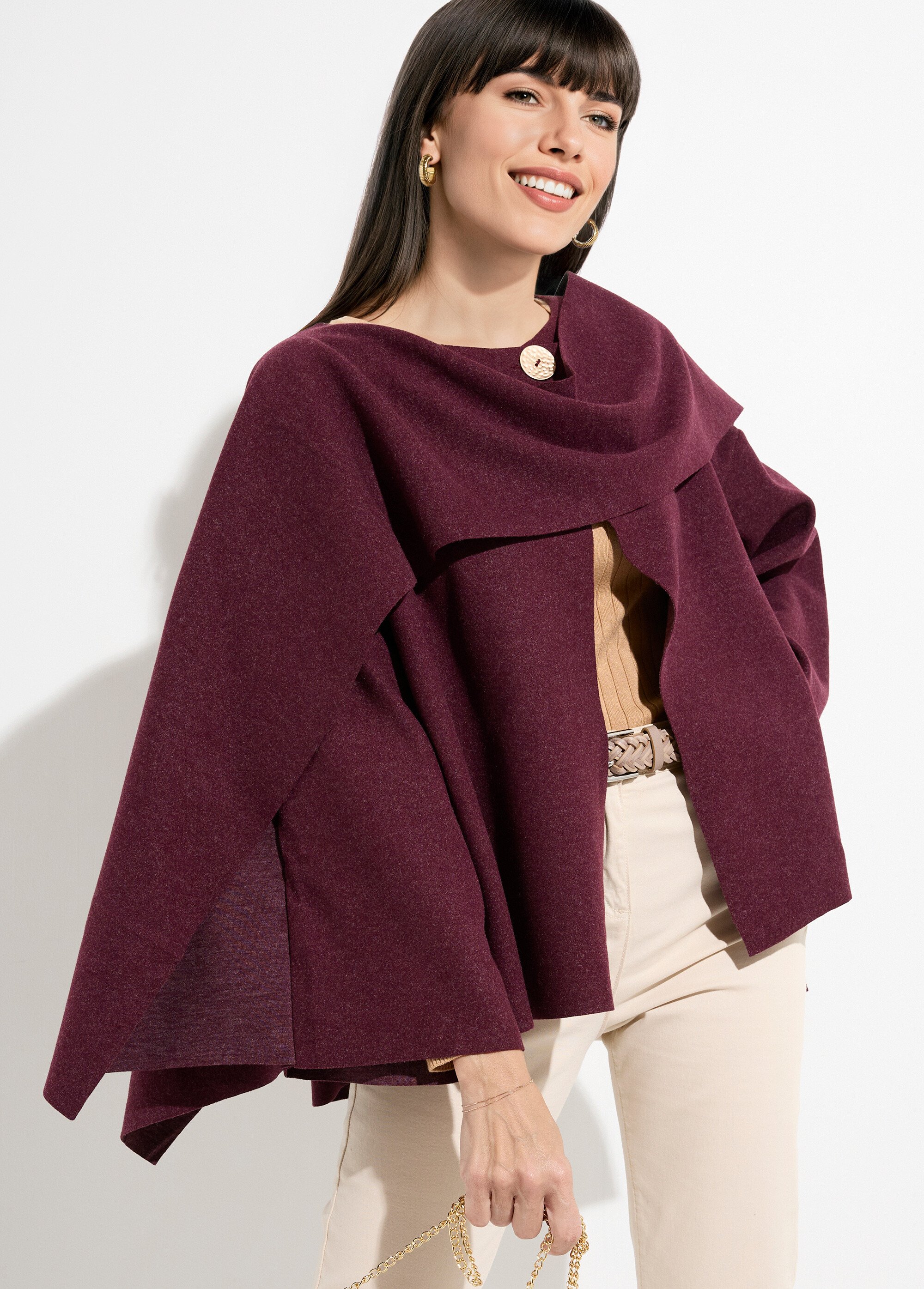 Veste bouton bijou métal et écharpe Femme Rouge MQ-9141 MV1