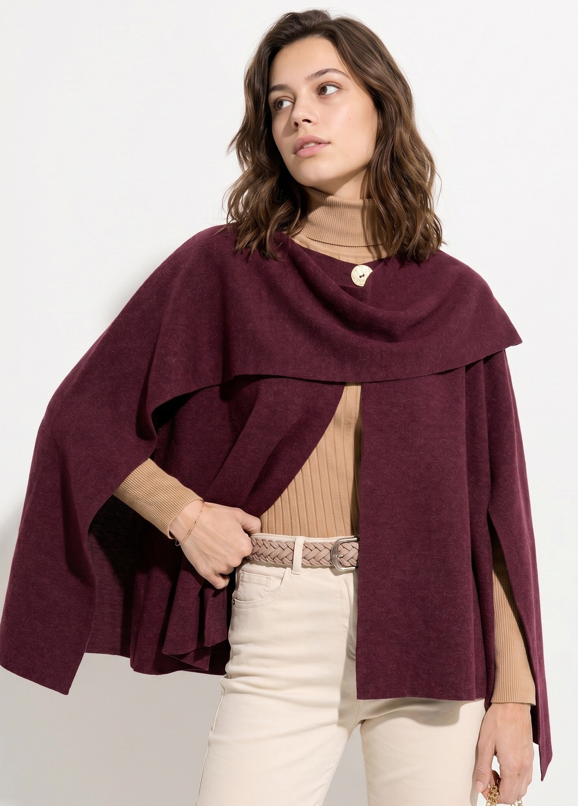 Veste bouton bijou métal et écharpe