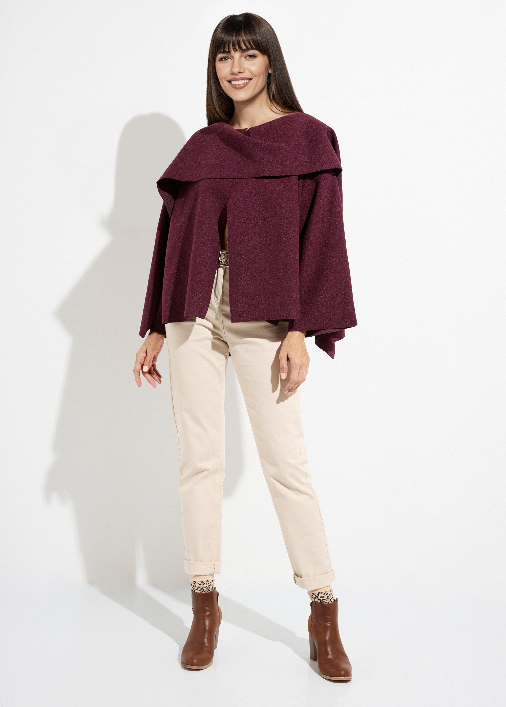 Veste bouton bijou métal et écharpe Femme Rouge MQ-9141 SF1