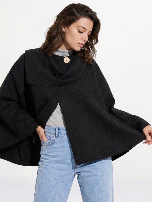 Veste bouton bijou métal et écharpe Femme Noir MQ-9141 MV1