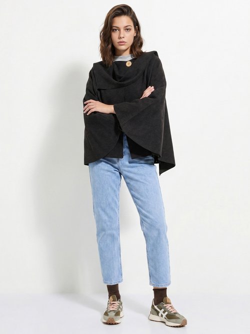Veste bouton bijou métal et écharpe Femme Noir MQ-9141 SI1
