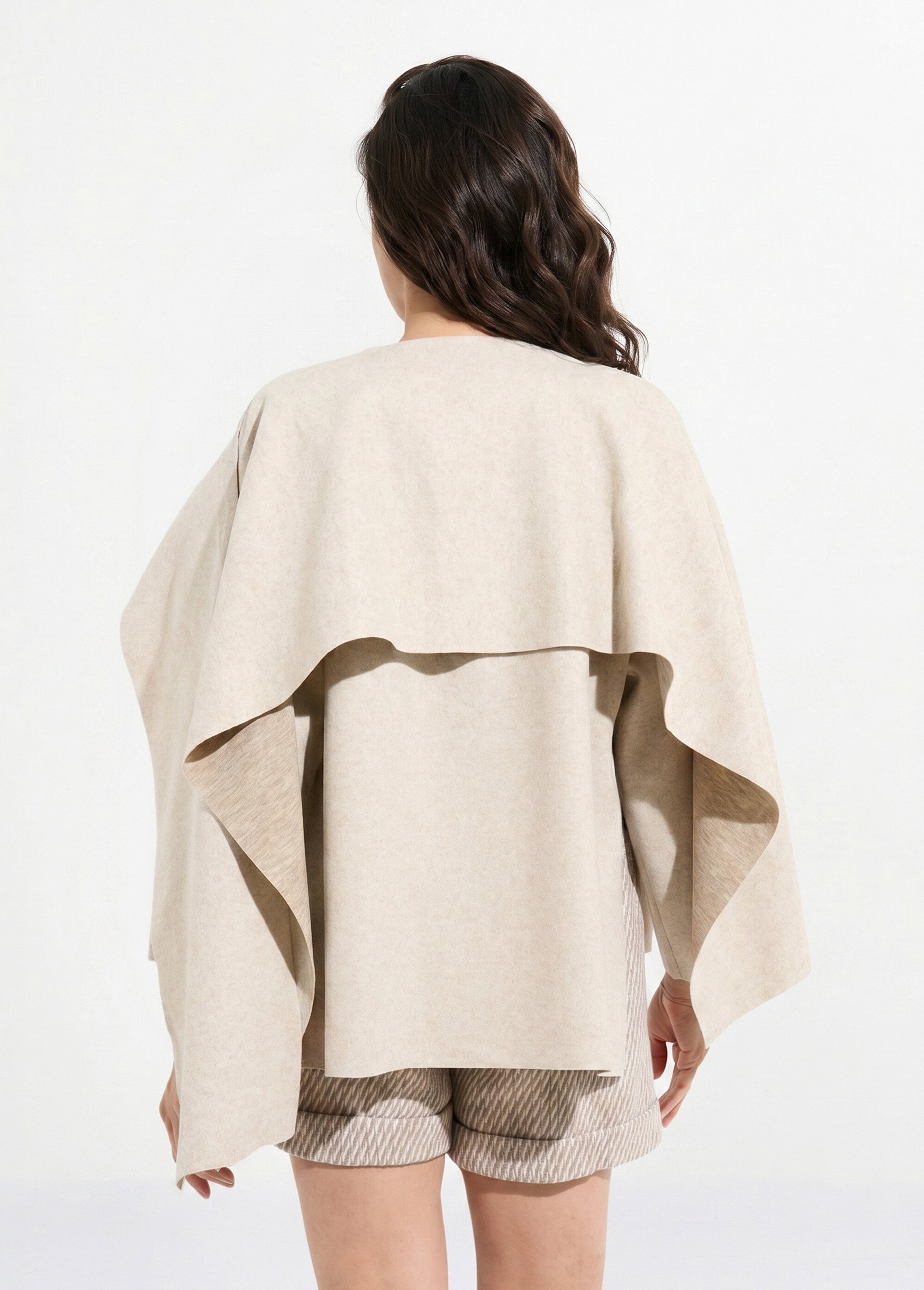 Veste bouton bijou métal et écharpe Femme Beige MQ-9141 DO1