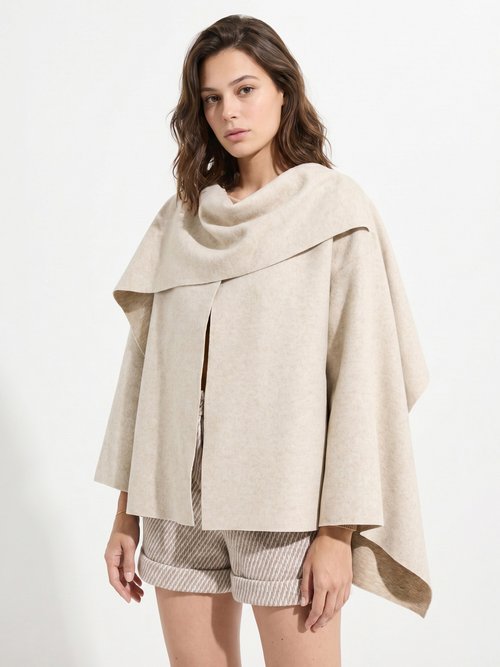 Veste bouton bijou métal et écharpe Femme Beige MQ-9141 FA1